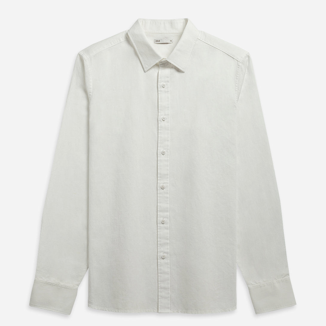 Off White Arik Linen Cotton Shirt Mens Button Up Point Collar