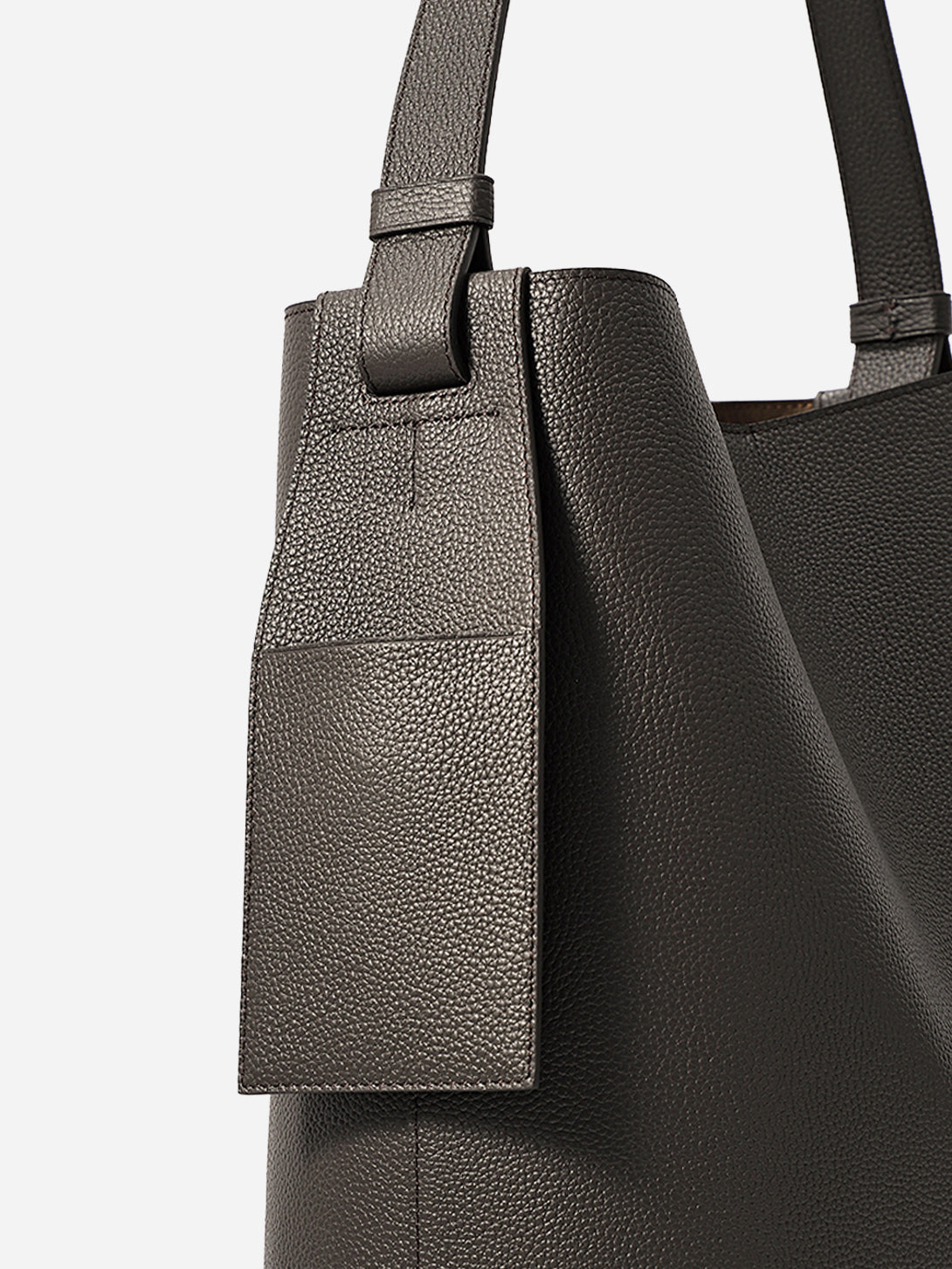 Dk Brown Oversized Petal Hobo Womens Handbag Leather Brown Bag