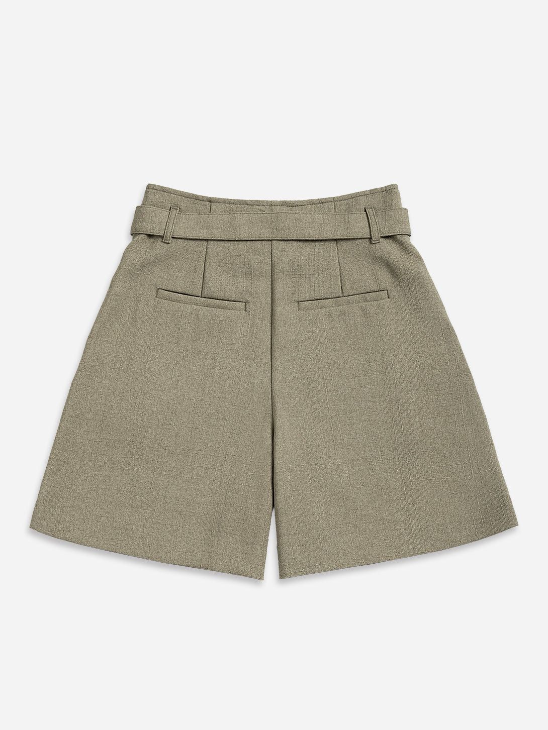 Olive Pleated Belt Shorts Womens Long Shorts Womens Stylish Summer Shorts Belted