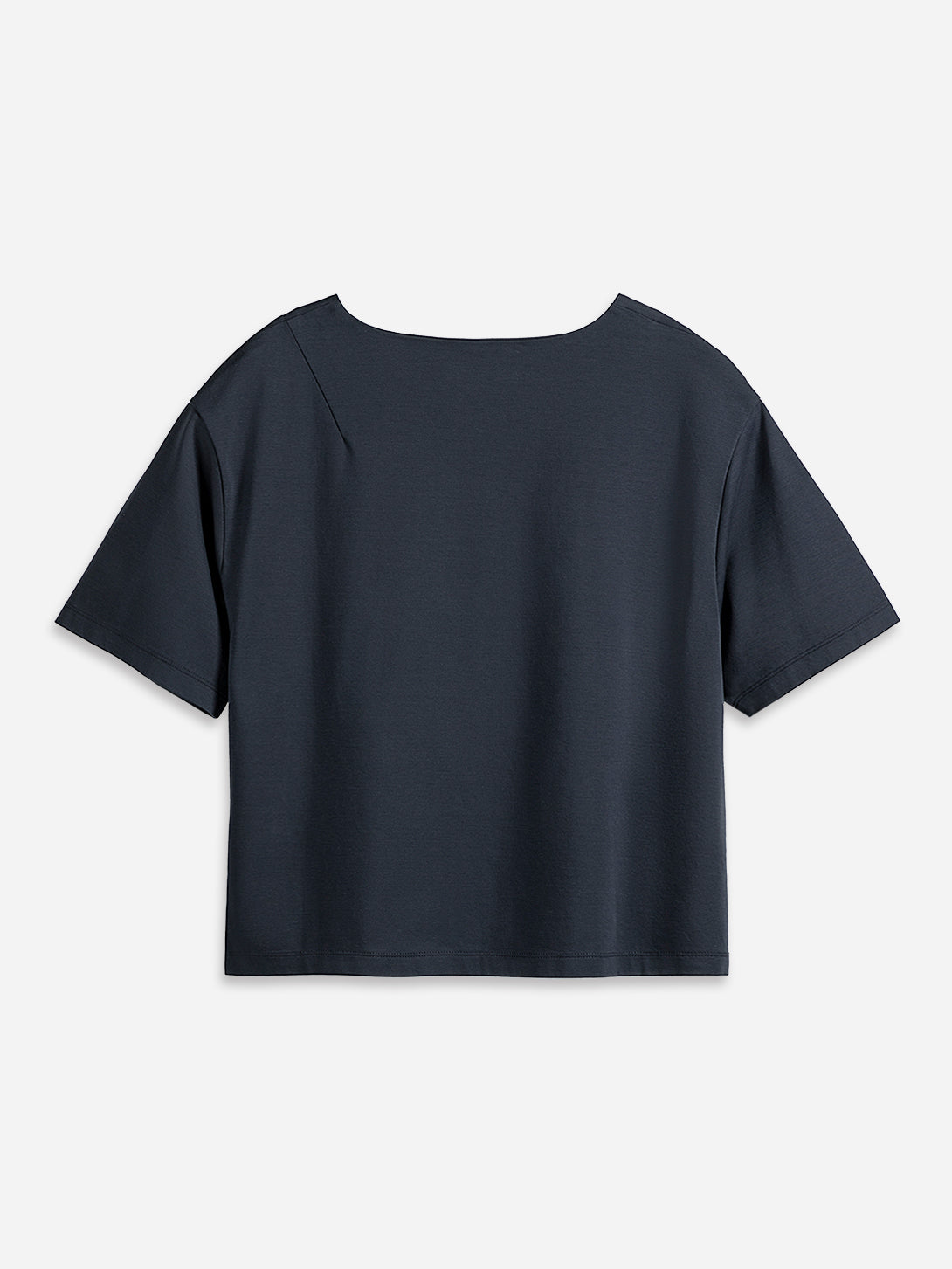 Navy Knotted Shoulder SS Tee Womens Short Sleeve Tee Summer Crew Neck Tee