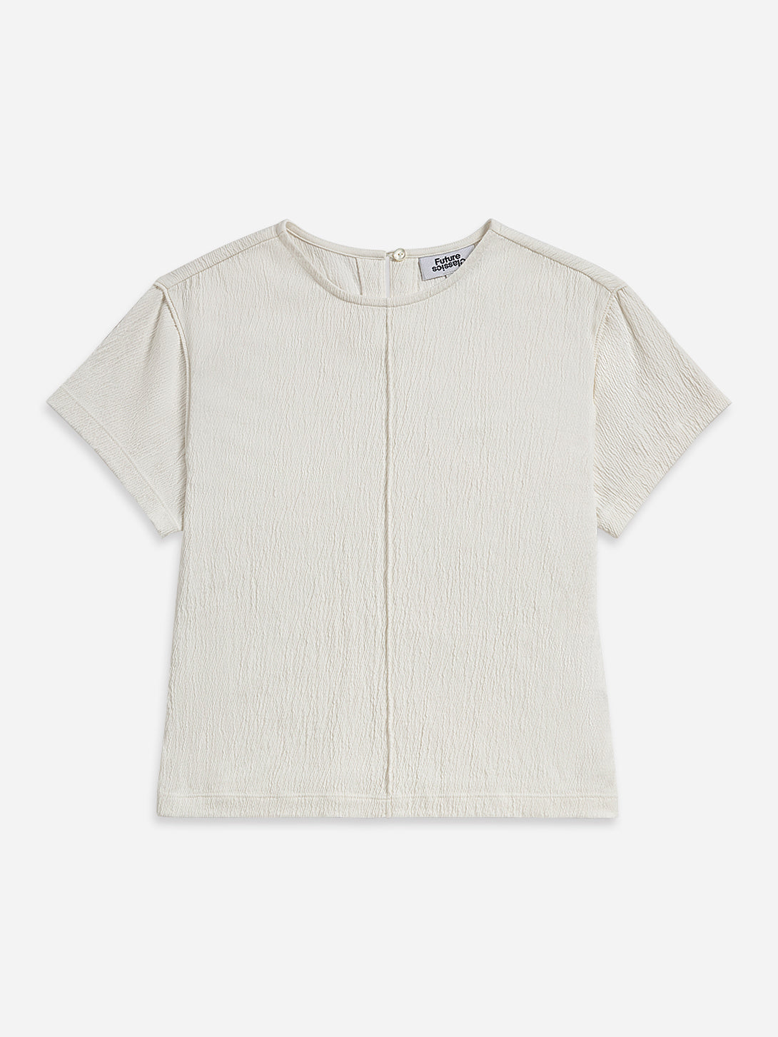 Off White Crinkle SS Top Womens Lightweight Top Short Sleeve Summer Top Womens Shirt