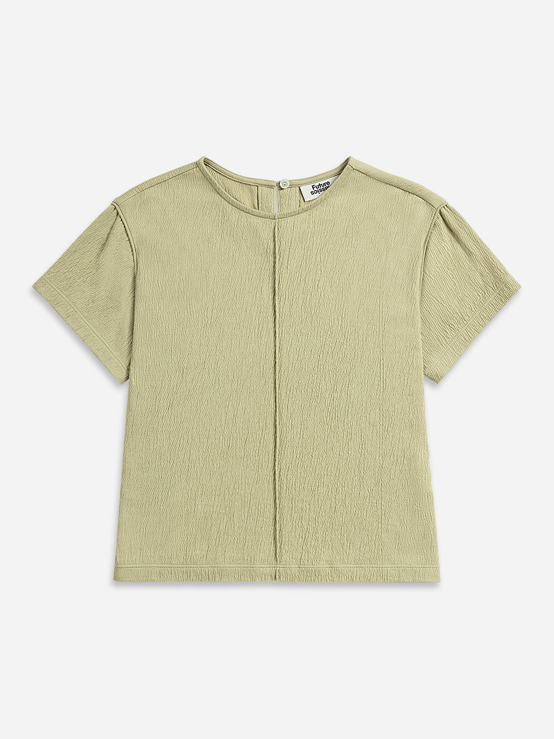 Off White Crinkle SS Top Womens Lightweight Top Short Sleeve Summer Top Womens Shirt