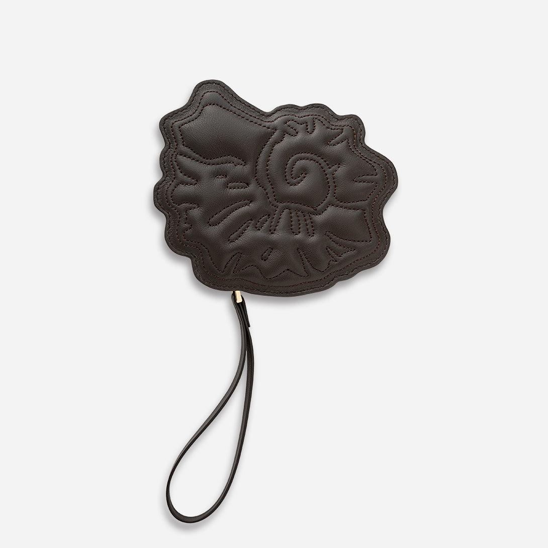 Dk Brown Sea Snail Jewellery Pouch Womens Leather Small Pouch