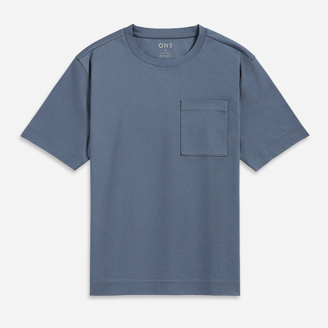 Vintage Indigo Baseile Pocket Tee Mens Relaxed Fit Tee Mens Stretch Tee Short Sleeve Summer Shirt Chest Pocket