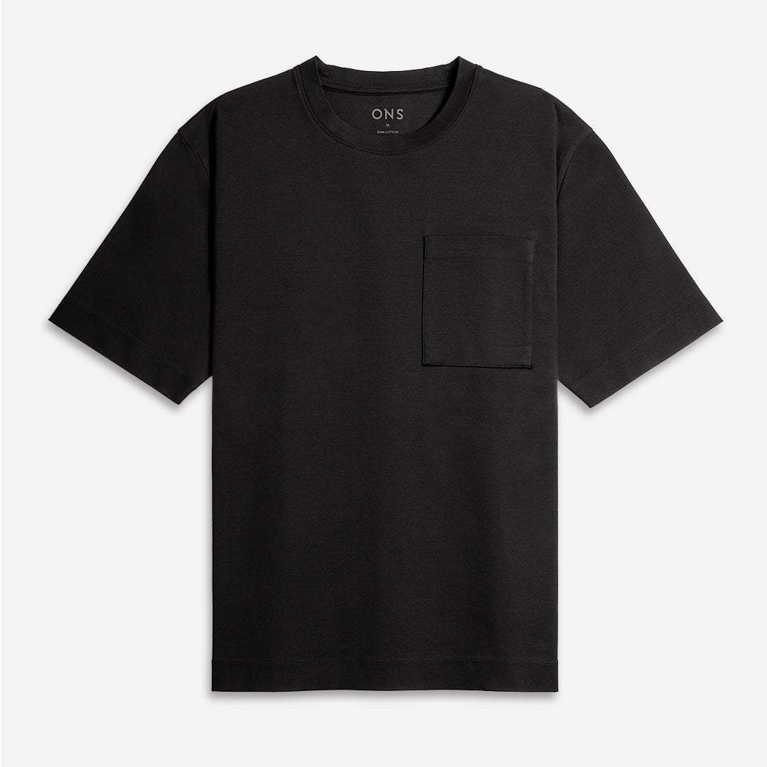 Black Baseile Pocket Tee Mens Relaxed Fit Tee Mens Stretch Tee Short Sleeve Summer Shirt Chest Pocket