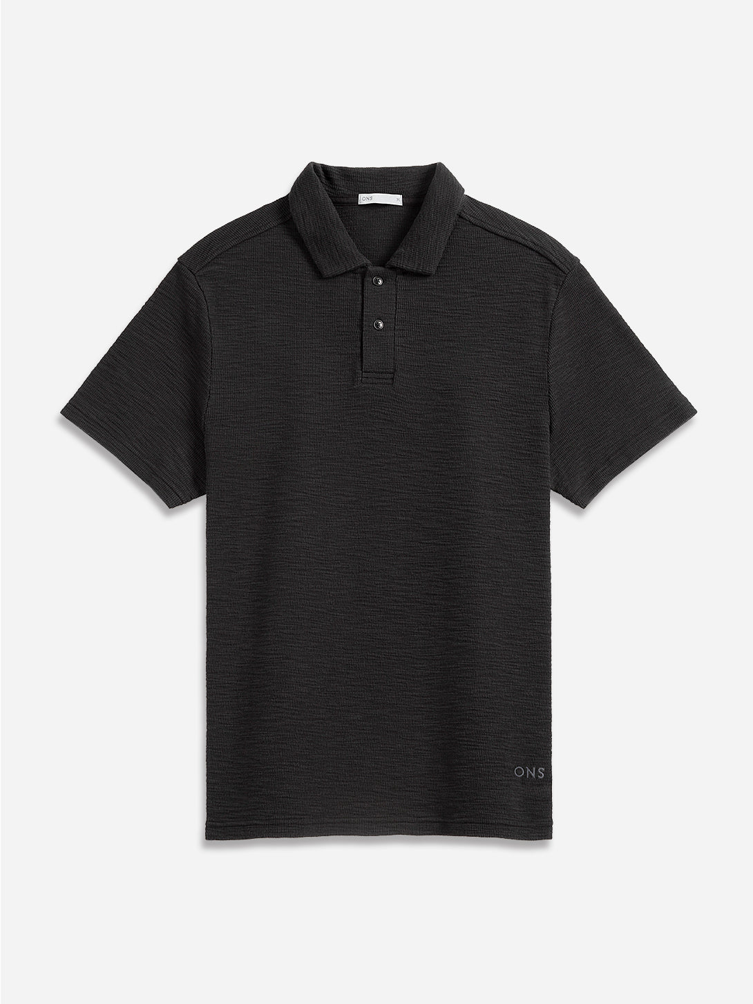 Black Bennett Slub Waffle Polo Mens Summer Polo Shirt Slub Waffle Fabric Collared Shirt Lightweight Polo Shirt