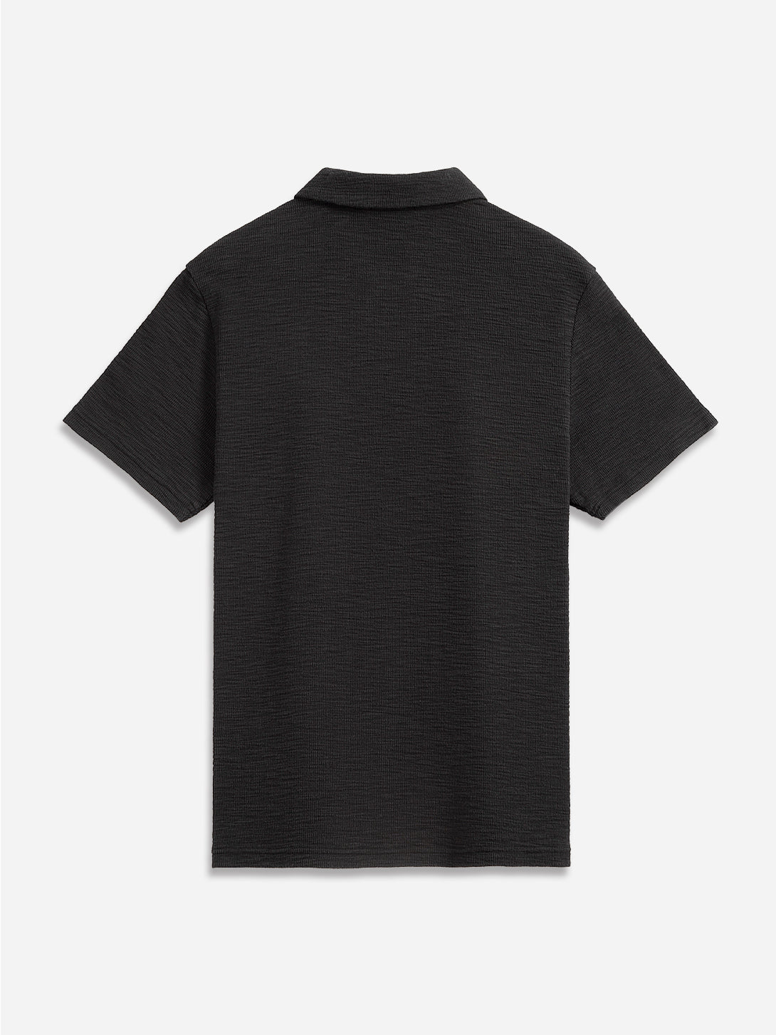 Black Bennett Slub Waffle Polo Mens Summer Polo Shirt Slub Waffle Fabric Collared Shirt Lightweight Polo Shirt