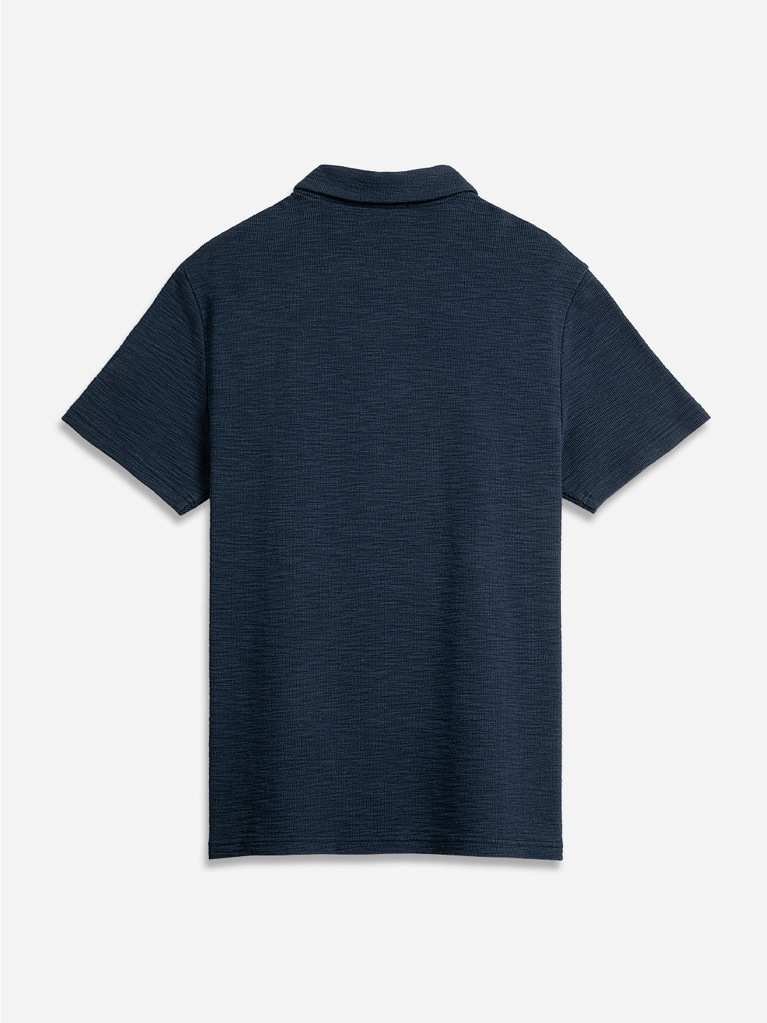 Navy Bennett Slub Waffle Polo Mens Summer Polo Shirt Slub Waffle Fabric Collared Shirt Lightweight Polo Shirt