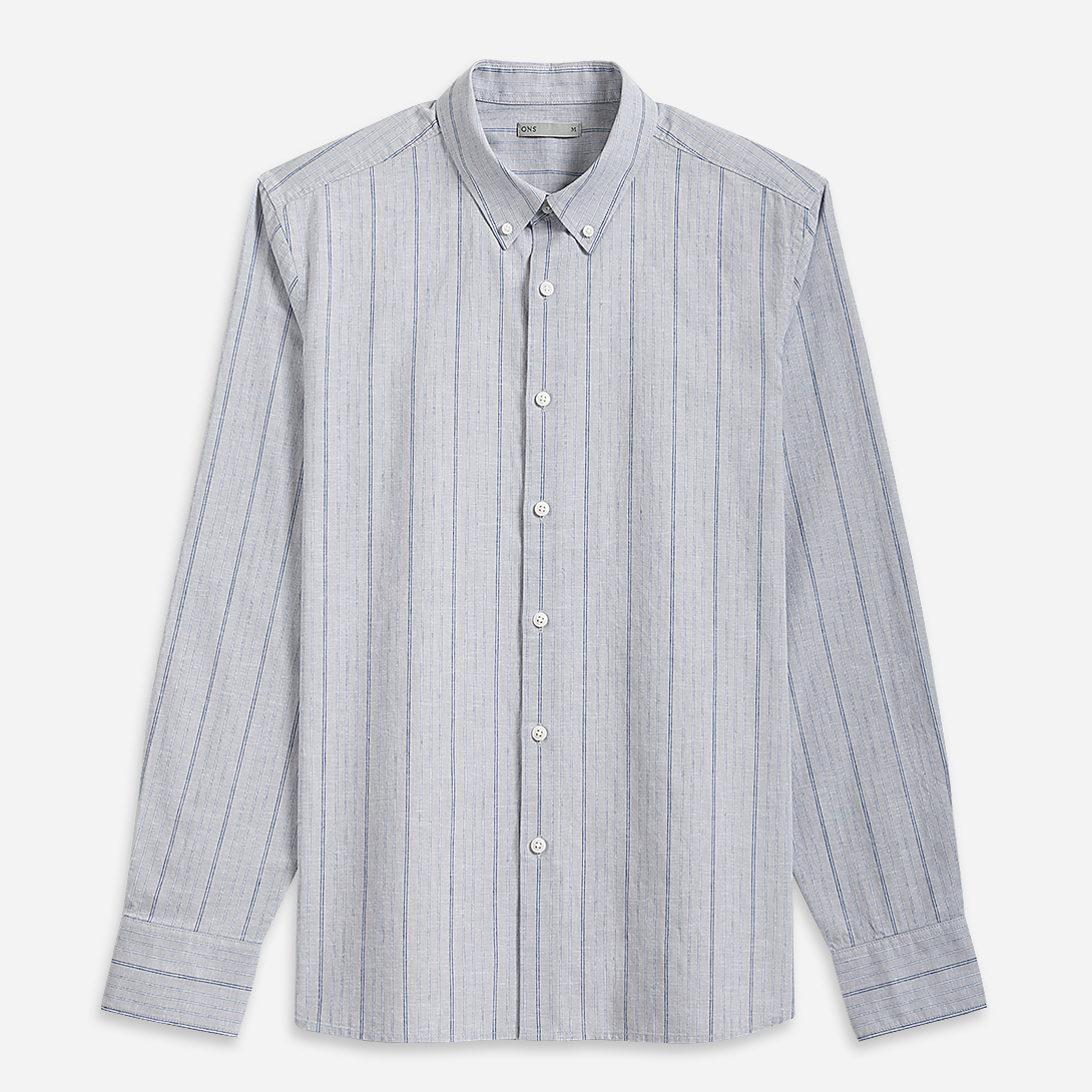 Lt Grey Stripe Fulton Stripe Shirt Mens Striped Dress Shirt Button Down Collar Pinstripe Button Down