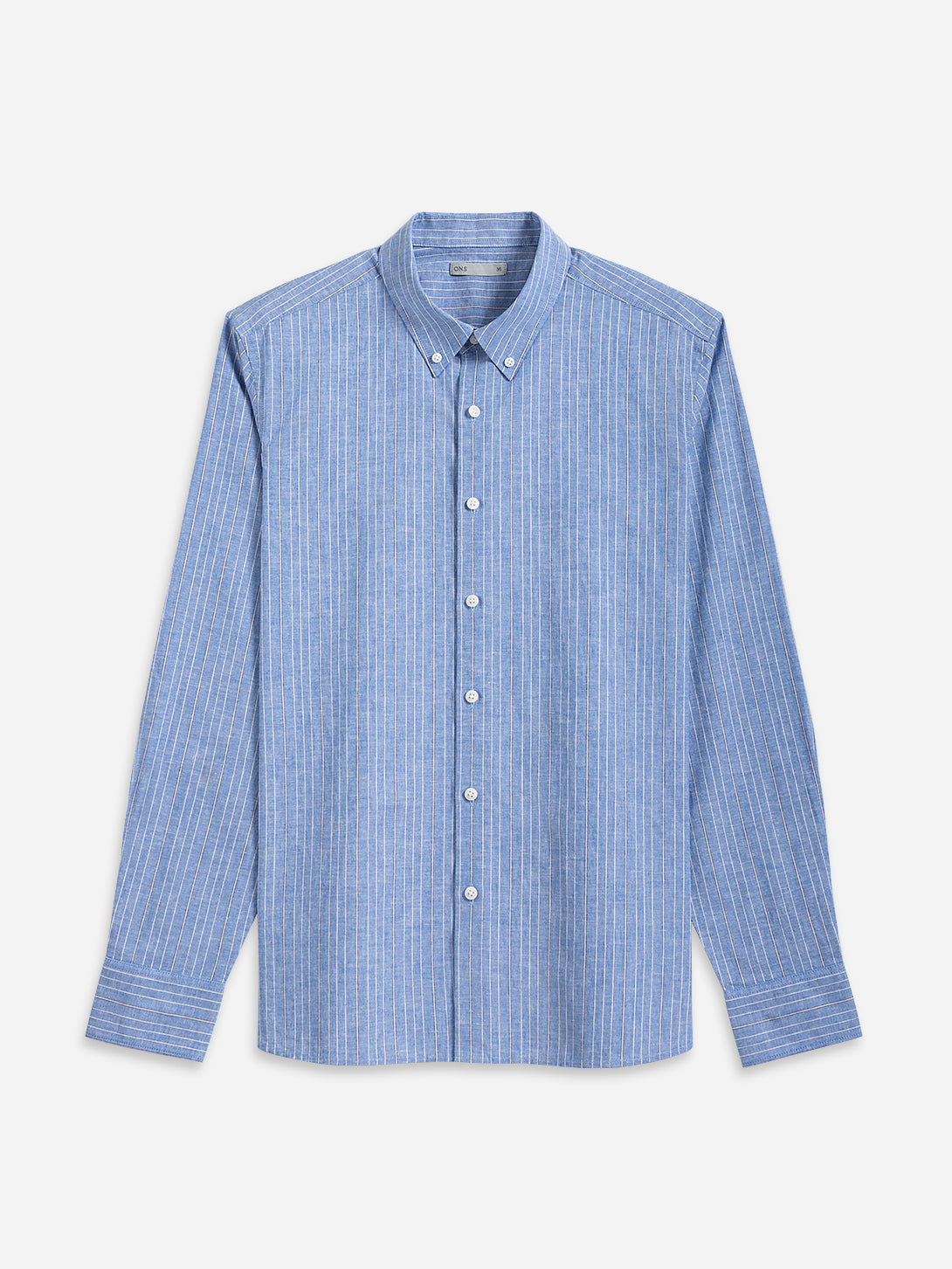 Mid Blue Stripe Fulton Stripe Shirt Mens Striped Dress Shirt Button Down Collar Pinstripe Button Down