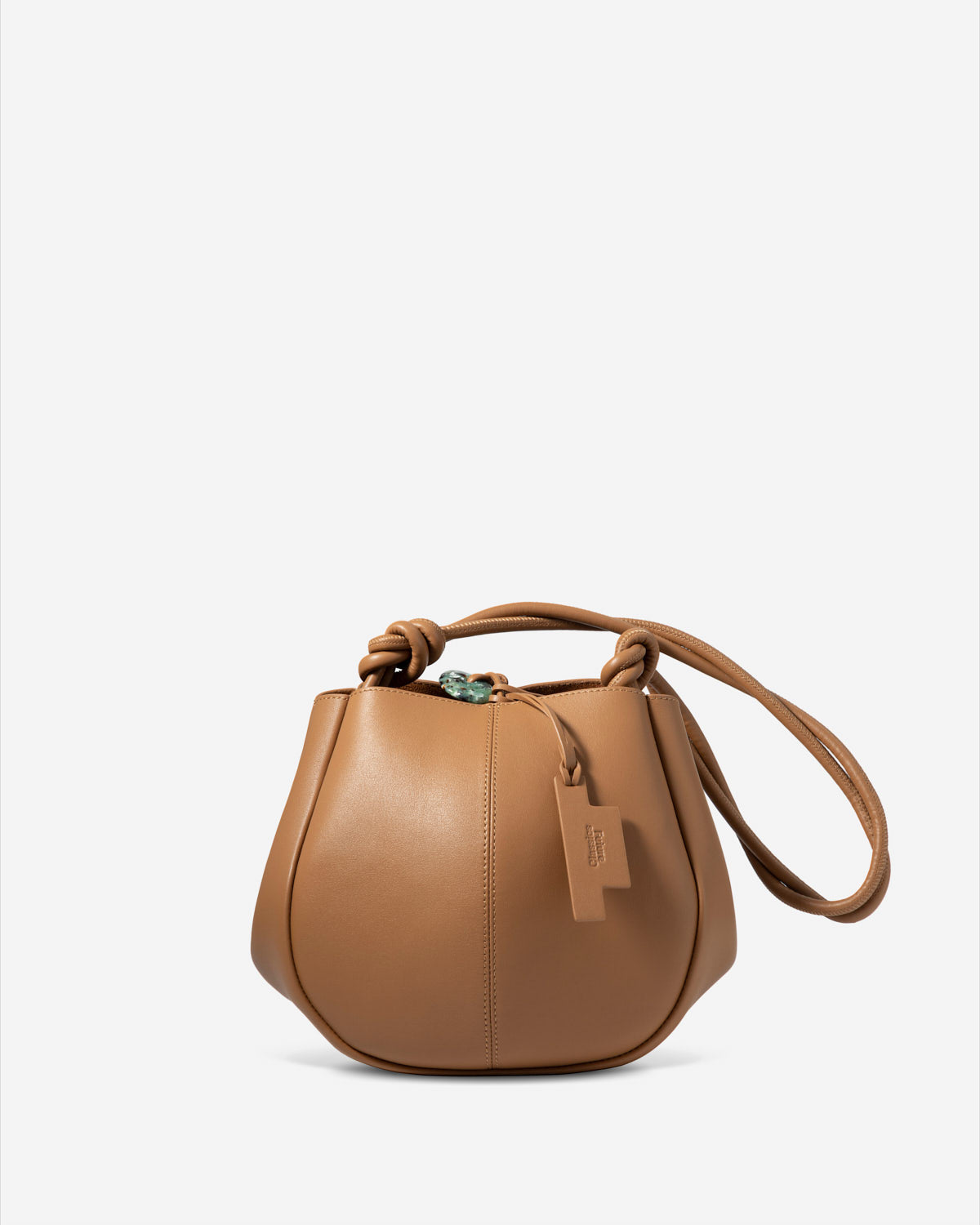Caramel Small Pot Nappa Bucket Womens Small Leather Bucket Handbag Brown