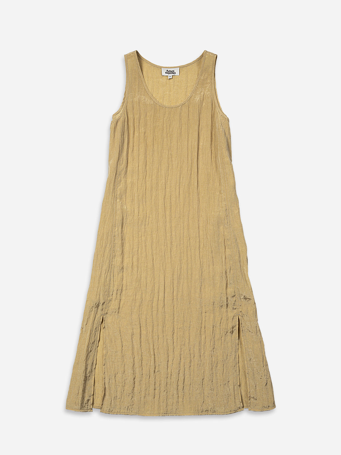 Desert Sand Crinkle Slit DressWomens Sleeveless Long Dress Crinkle Cut Texture Womens Long Dress