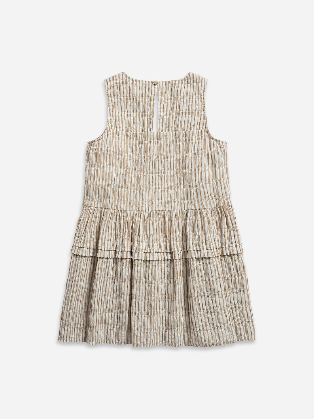 Seedpearl/Desert Sand Stripe Striped Layer Dress Womens Sleeveless Woven Striped Top