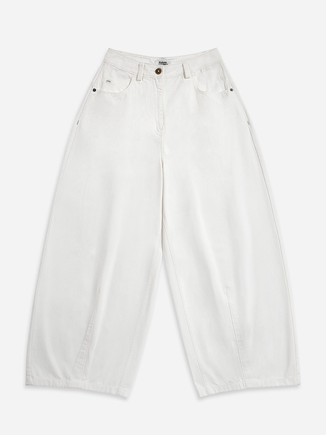 Pure White Balloon Work Pants Womens Wide Leg White Denim Pants Womens Jeans