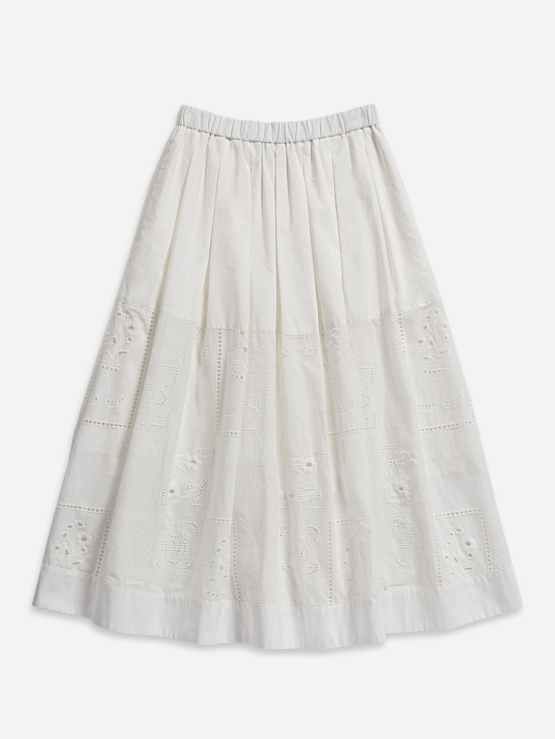 Offwhite Voluminous Oeuvres SkirtWomens Mid Length Skirt White Color Detail Textured