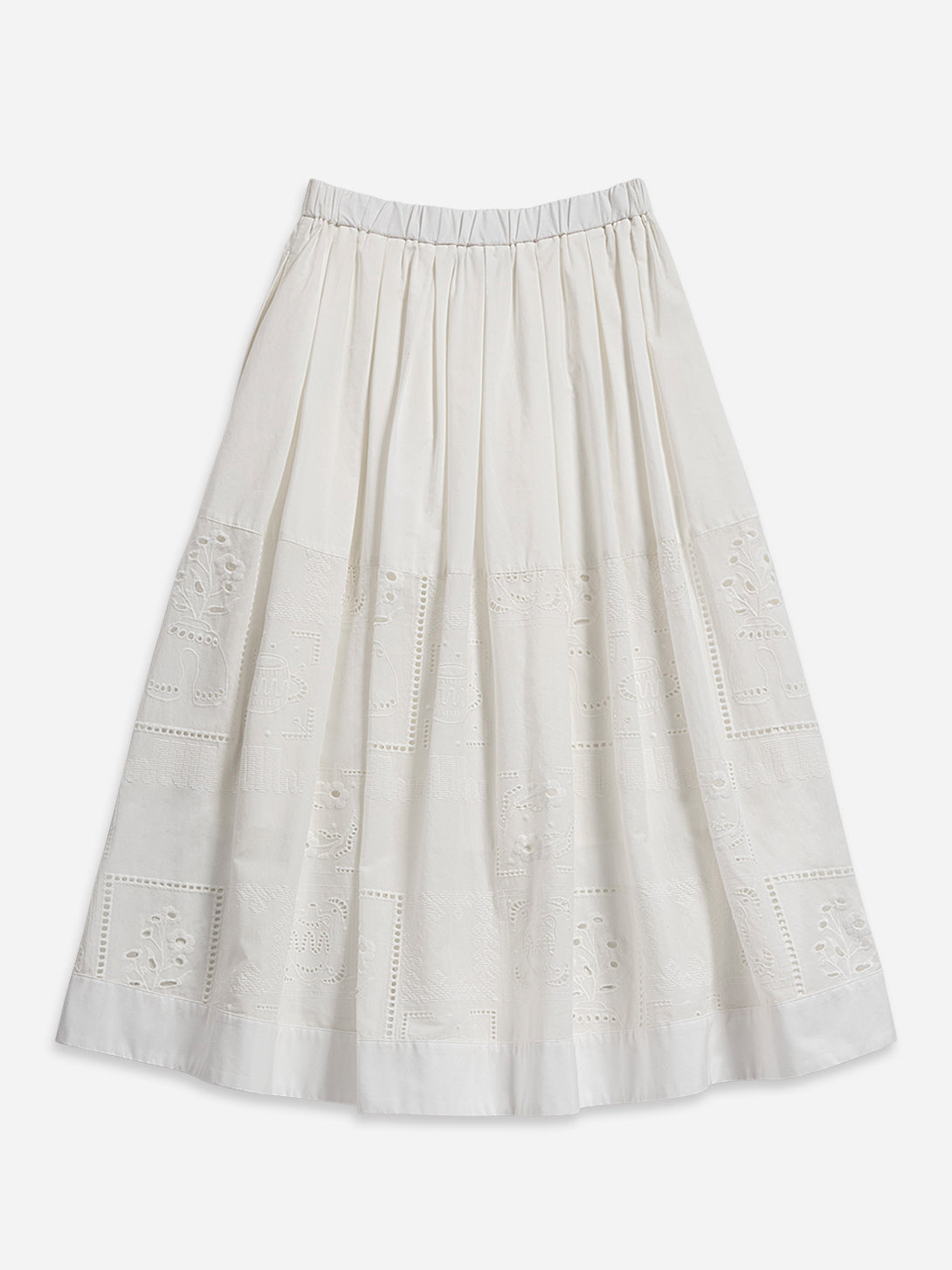 Offwhite Voluminous Oeuvres SkirtWomens Mid Length Skirt White Color Detail Textured