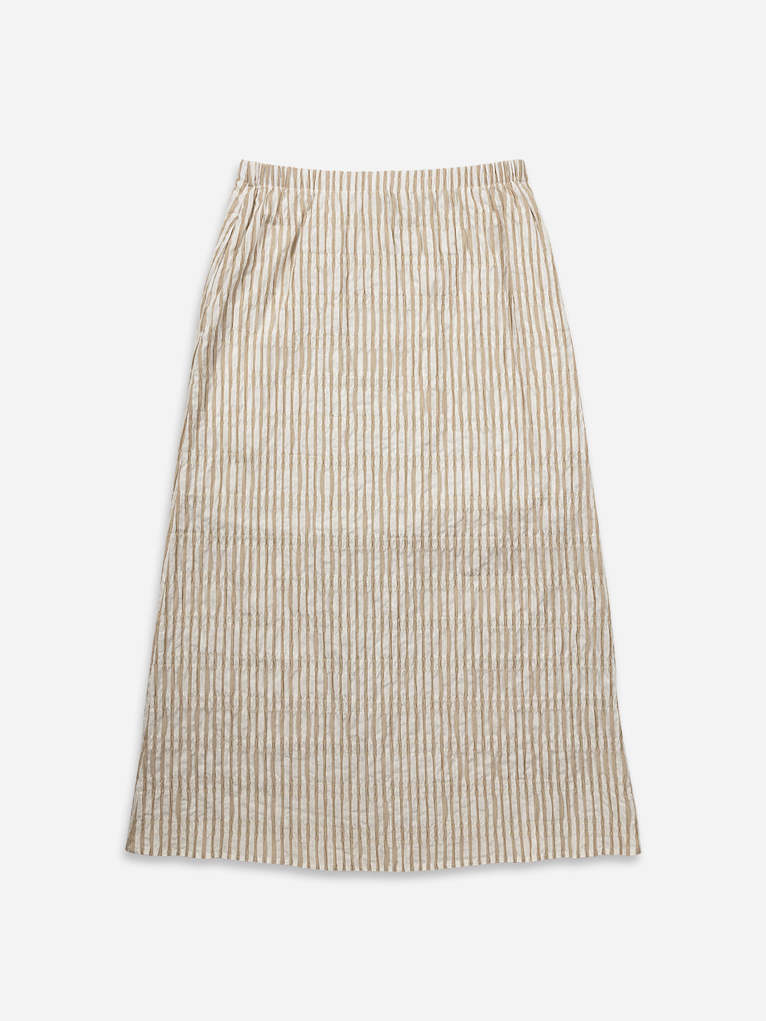 Seedpearl/Desert Sand Stripe Striped Overlap Skirt Womens Long Lightweight Brown Striped Skirt