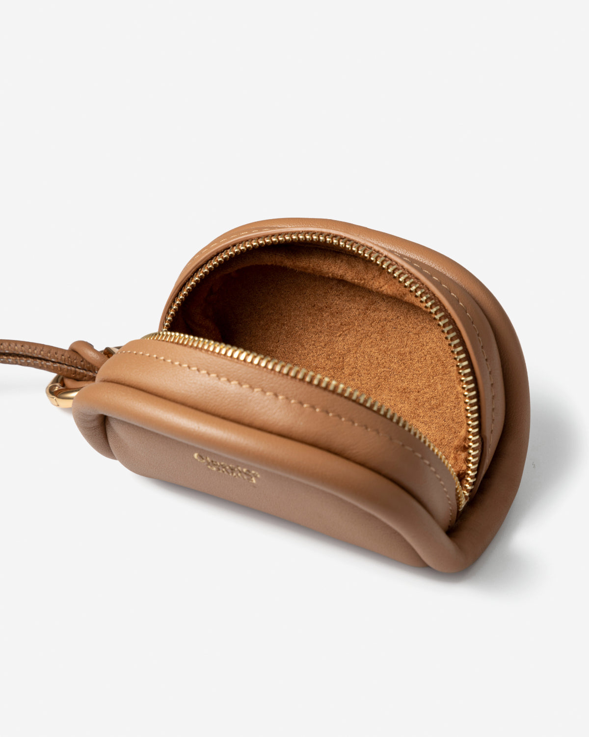 Caramel Micro Loaf Nappa Zip Pouch Womens Small Leather Zip Pouch Small Accessories