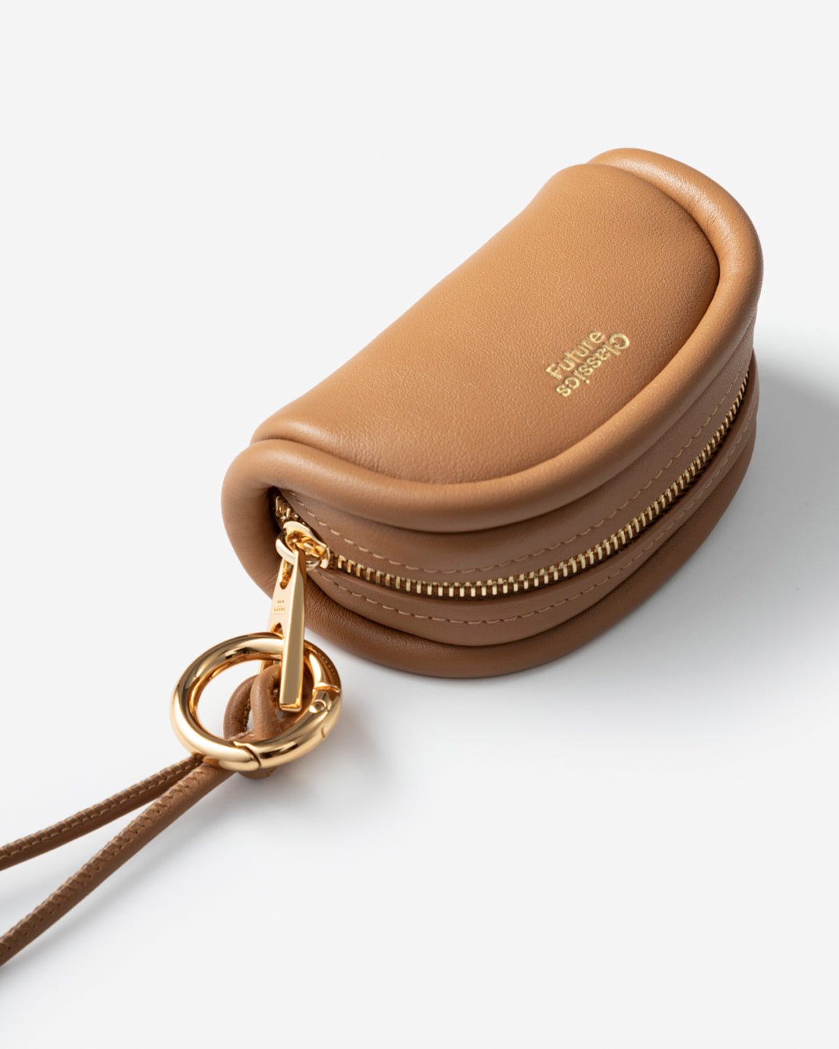 Caramel Micro Loaf Nappa Zip Pouch Womens Small Leather Zip Pouch Small Accessories