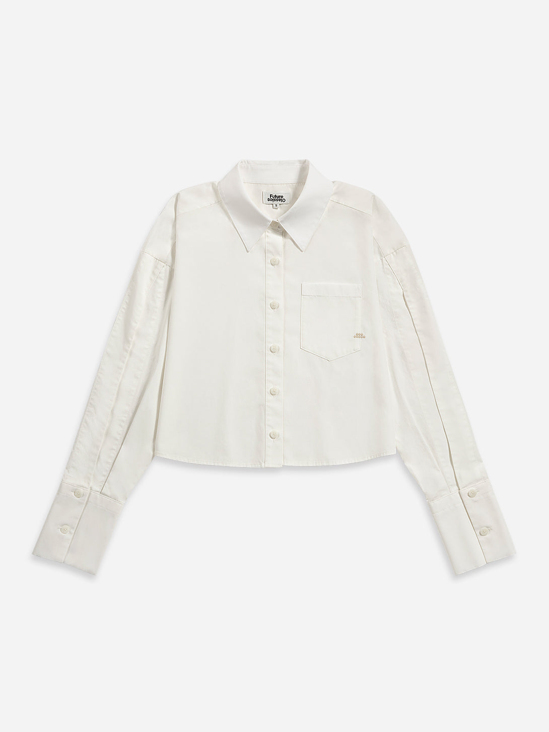 Offwhite Split Sleeves Cropped Shirt Womens Cropped Long Sleeve Button Up Shirt Casual Dress Shirt Womens Woven Shirt Collared