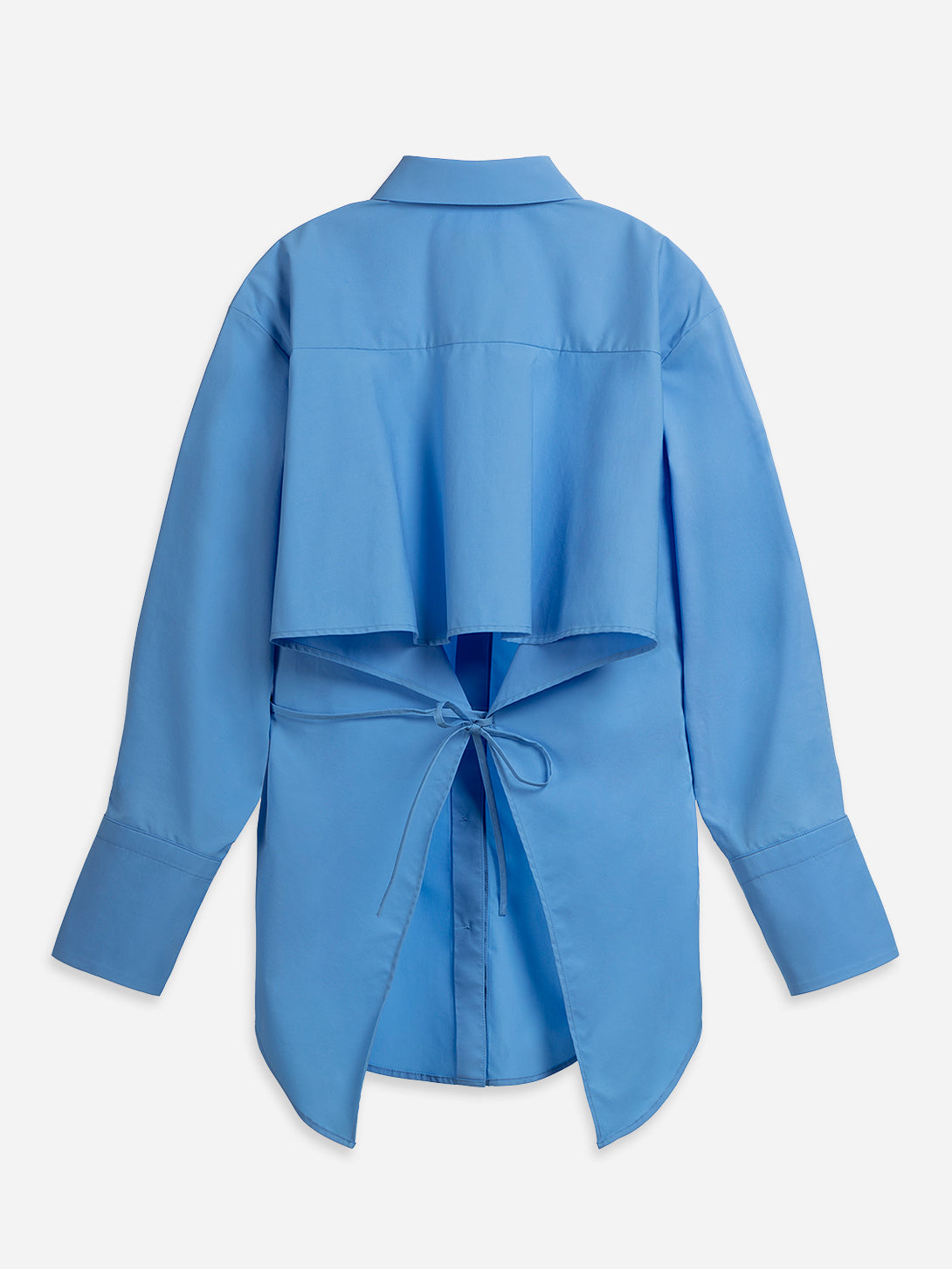 Brilliant Blue Folded Open Back Shirt Womens Oversize Long Sleeve Button Up Shirt Womens Casual Dress Shirt Collared