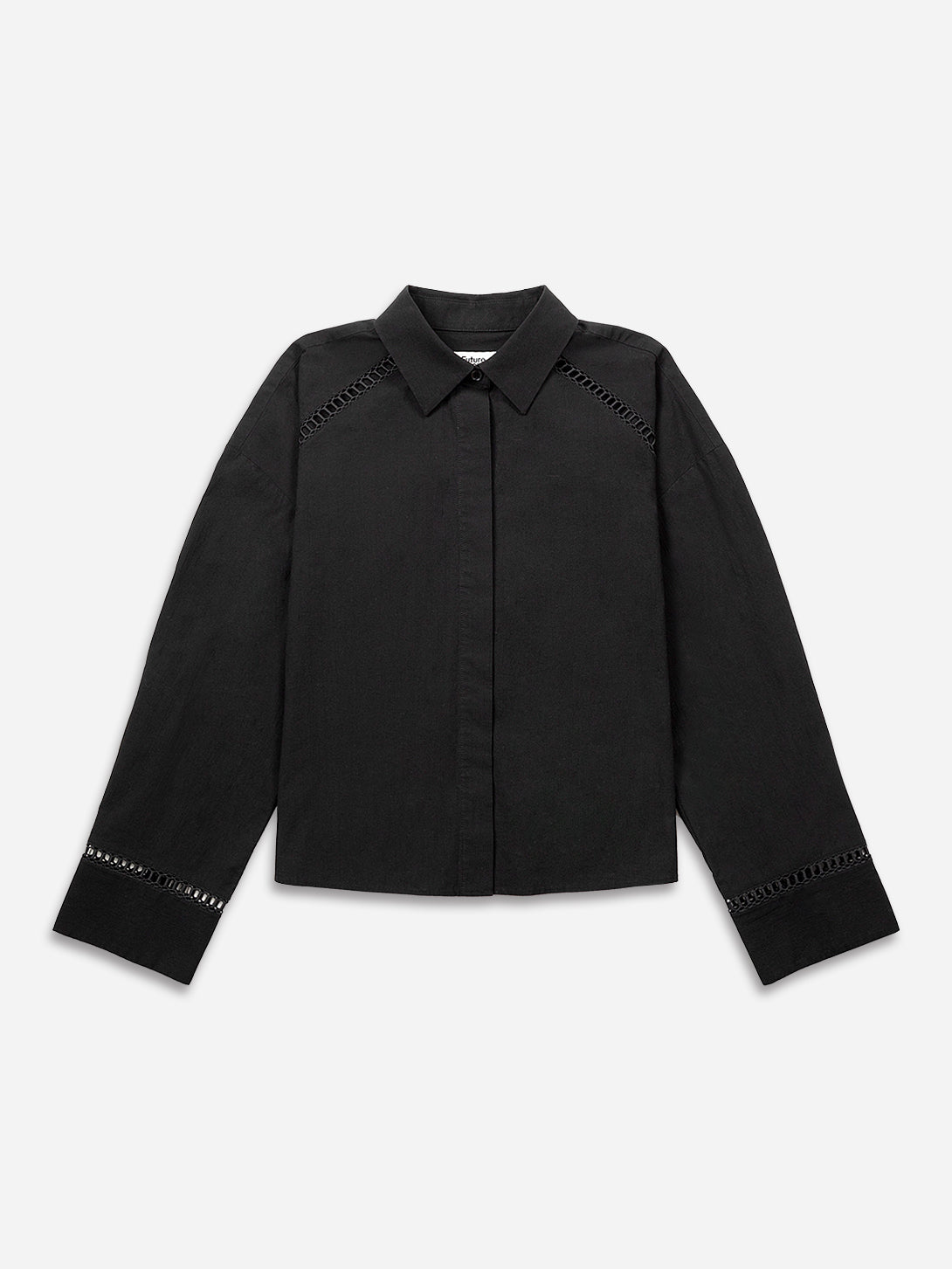 Moonless Night Stencils Trim Shirt Womens Lightweight Button Up Woven Shirt Collared Long Sleeve