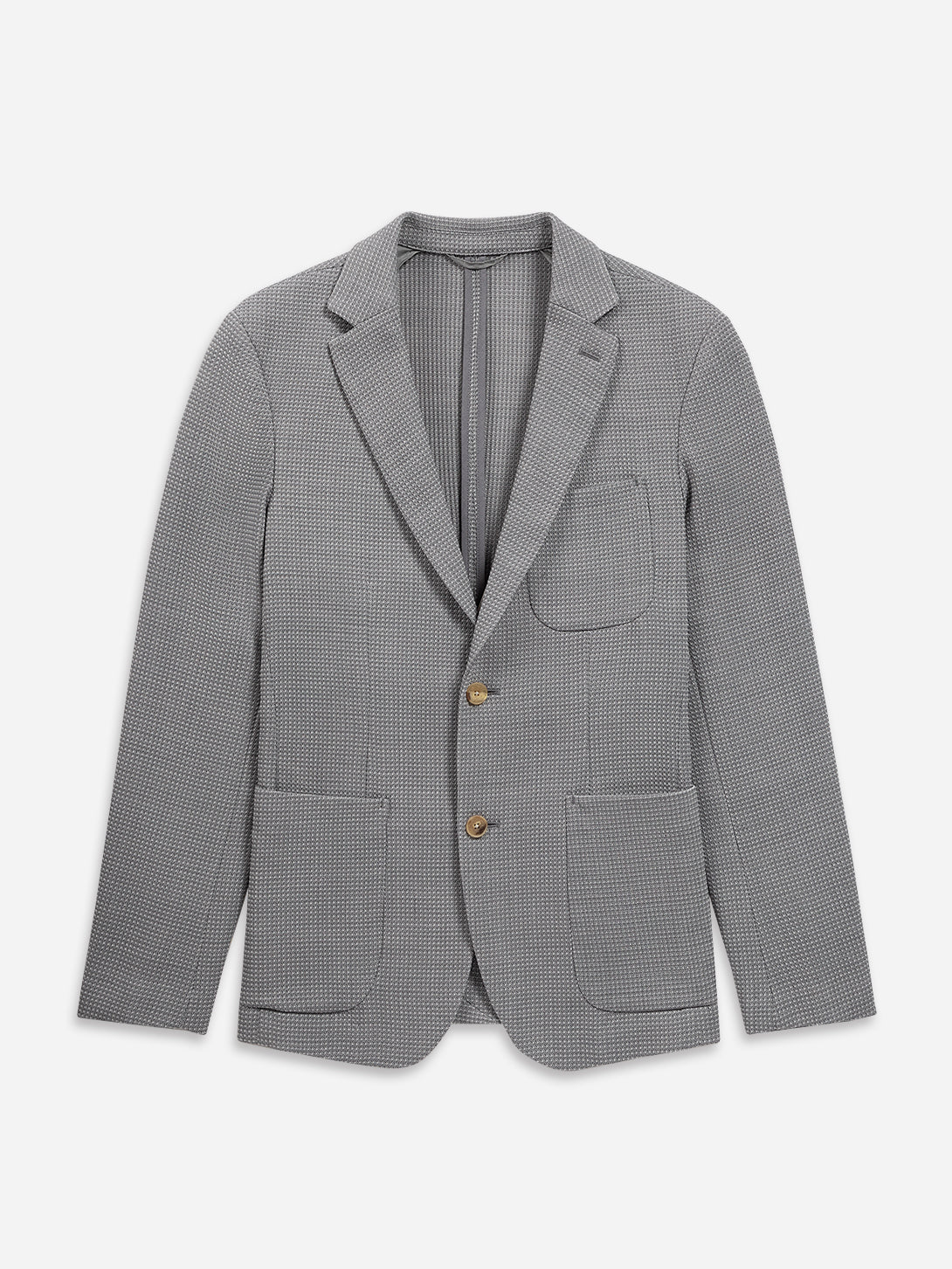 Lt Grey Perry Mesh Weaving Blazer Mens Casual Comfort Blazer Weave Fabric Two Button Closure Jacket
