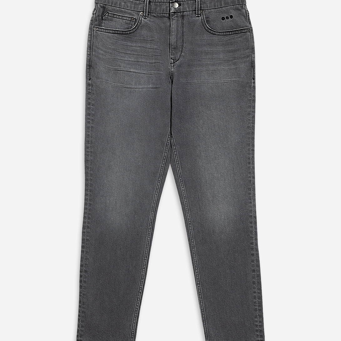 Mid Grey Houstons Tapered Jeans Mens Tapered Straight Fit Dark Wash Denim Jeans