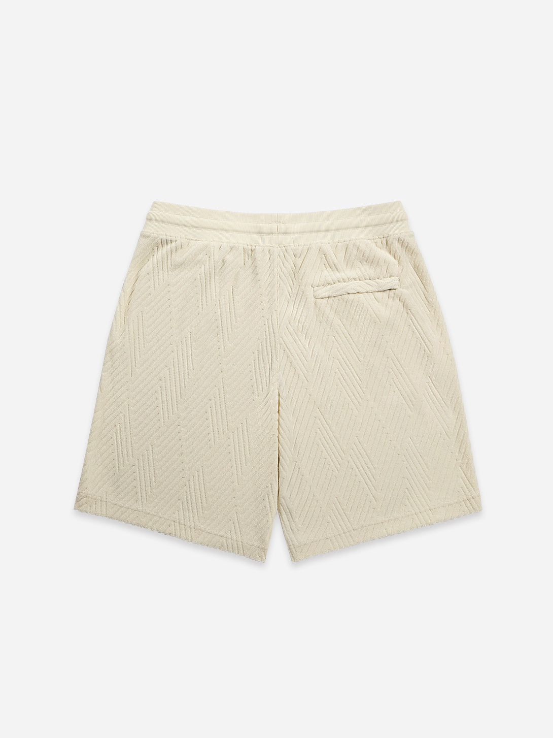 Cream Bklyn Jacquard Towel Shorts Mens Textured Drawstring Comfort Shorts