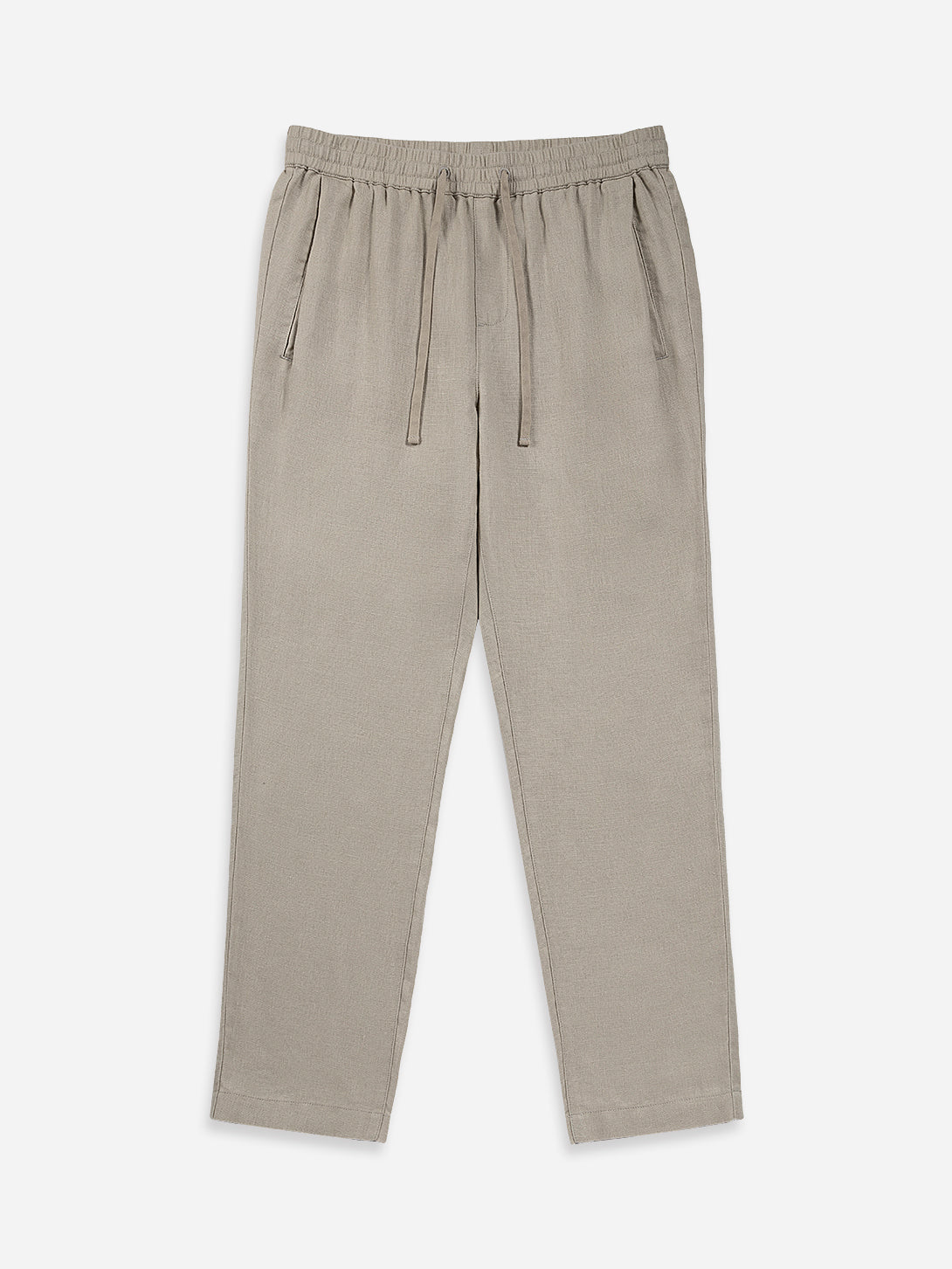 Lt Beige Ward Washed Linen Trousers Mens Linen Drawstring Pants Summer Pants