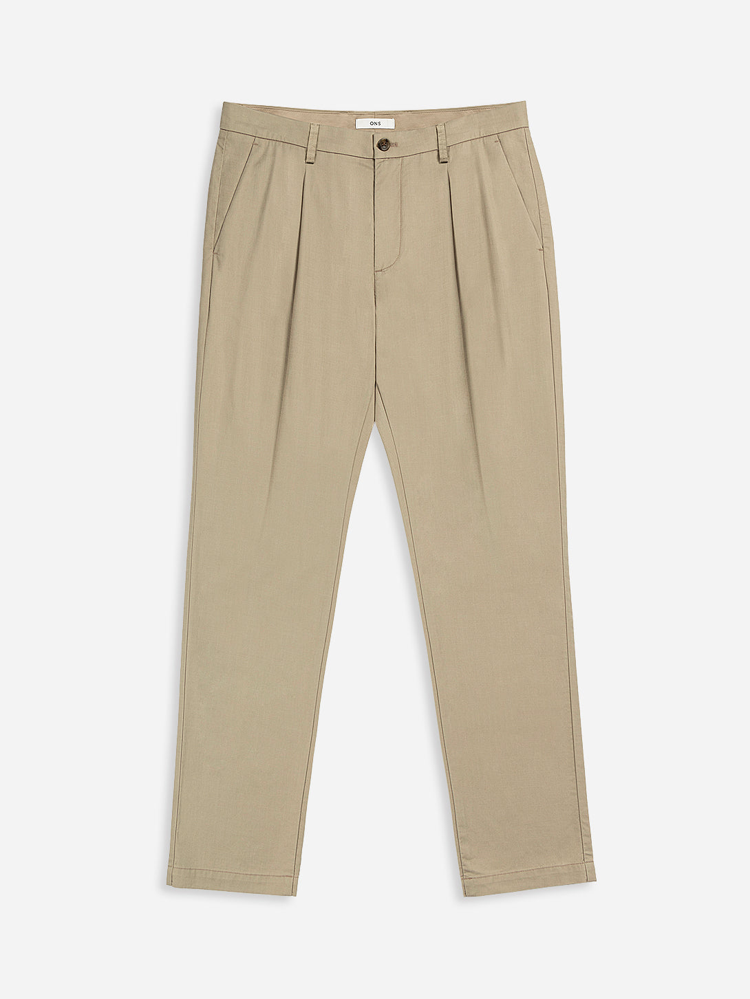 Khaki The Niles Slub Cotton Trousers Mens Pleated Lightweight Summer Trouser