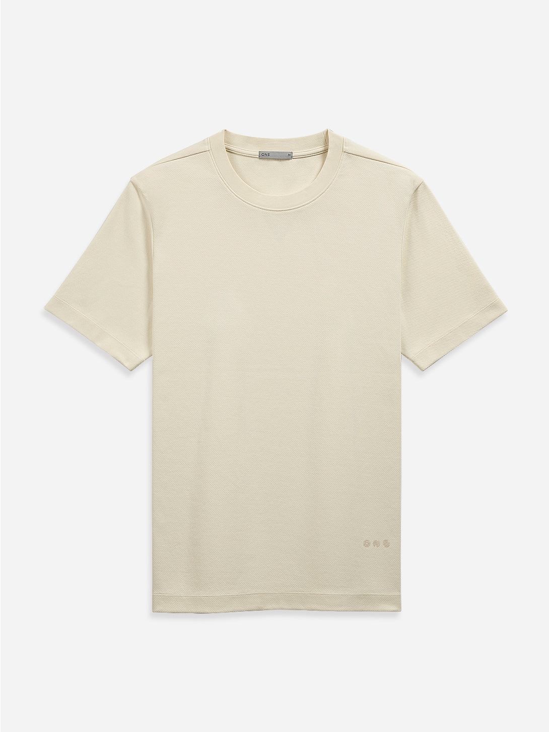 Cream Alphabet Crew Neck Tee Mens Regular Fit Stretch Tee Shirt Mid Weight