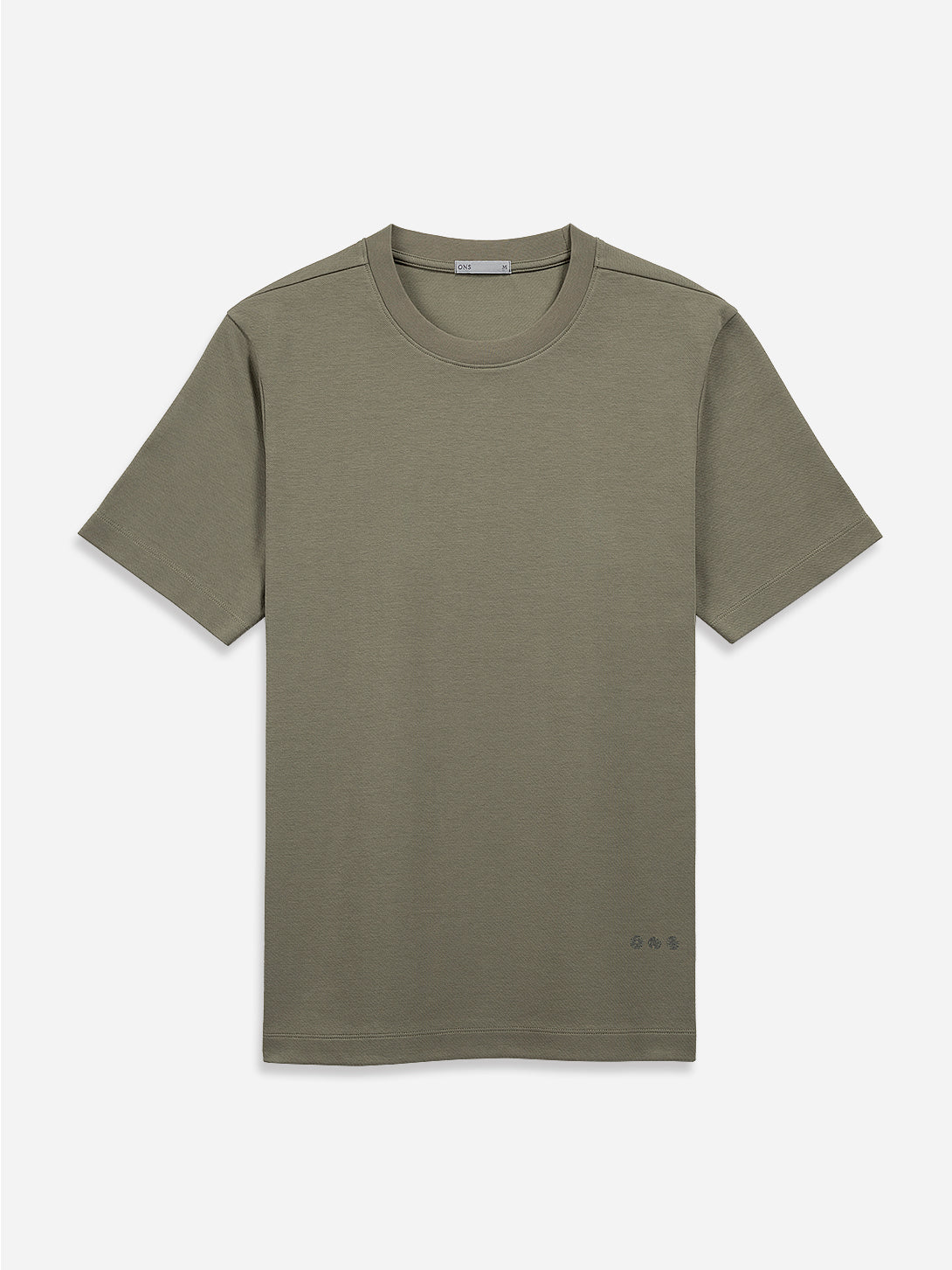 Smoke Olive Alphabet Crew Neck Tee Mens Regular Fit Stretch Tee Shirt Mid Weight