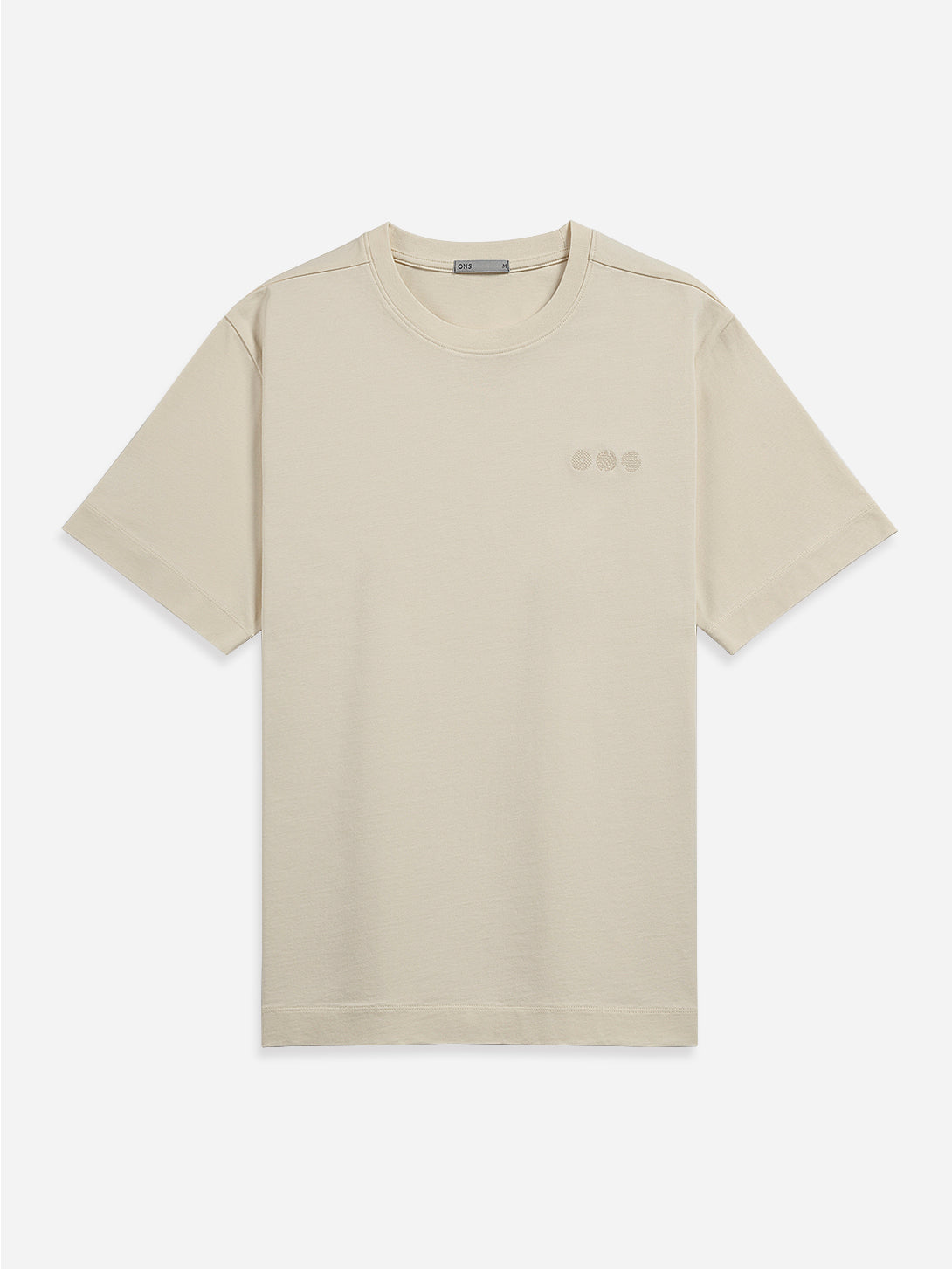Cream Baseile Logo Tee Mens Relaxed Fit Embroidered Logo Tee Short Sleeve