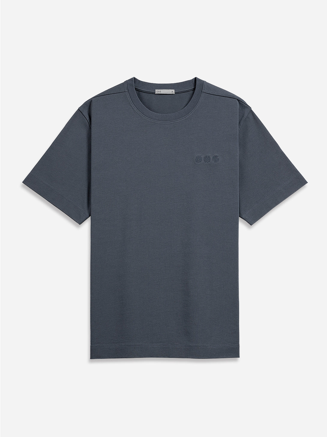 Iron Blue Baseile Logo Tee Mens Relaxed Fit Embroidered Logo Tee Short Sleeve