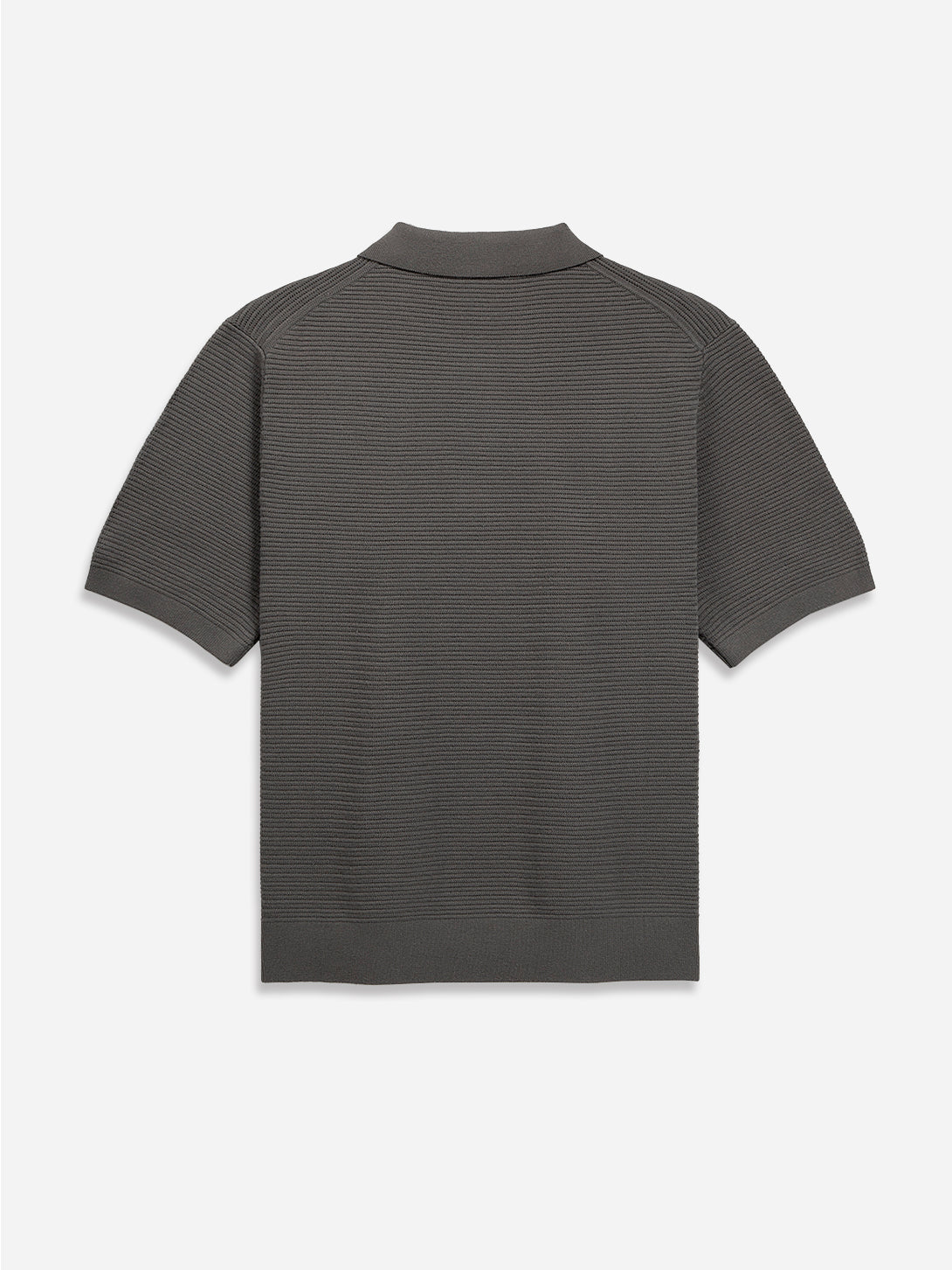 Grey Lind Textured Sweater Polo Mens Slub Waffle Collared Polo Shirt