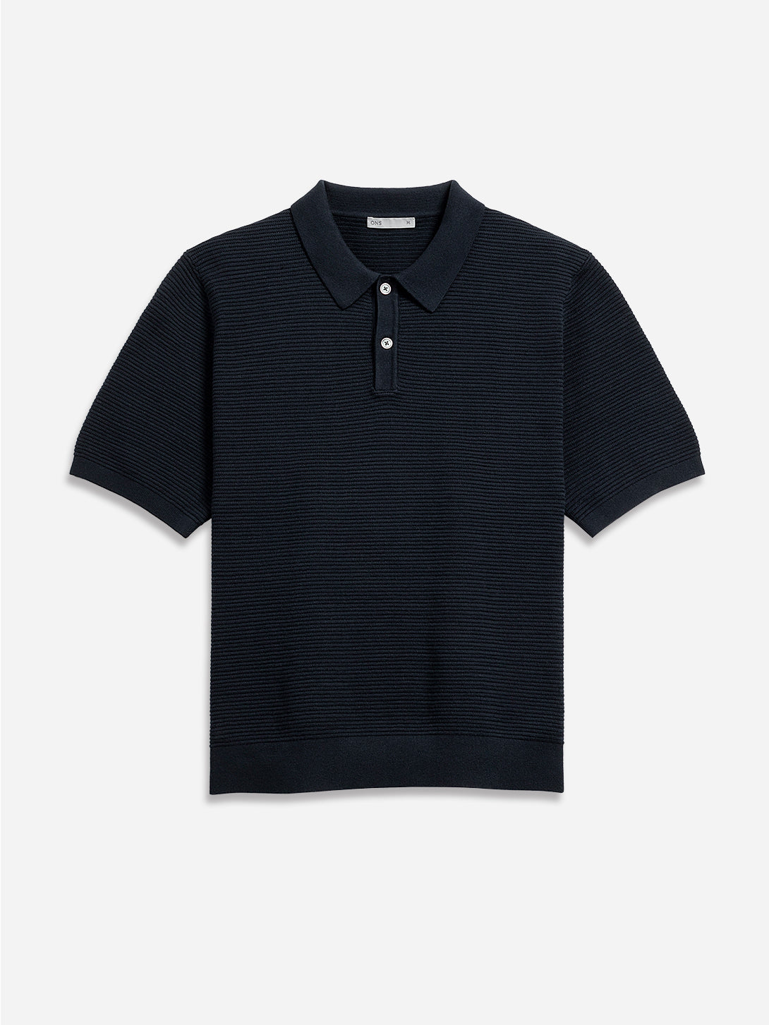 Navy Lind Textured Sweater Polo Mens Slub Waffle Collared Polo Shirt