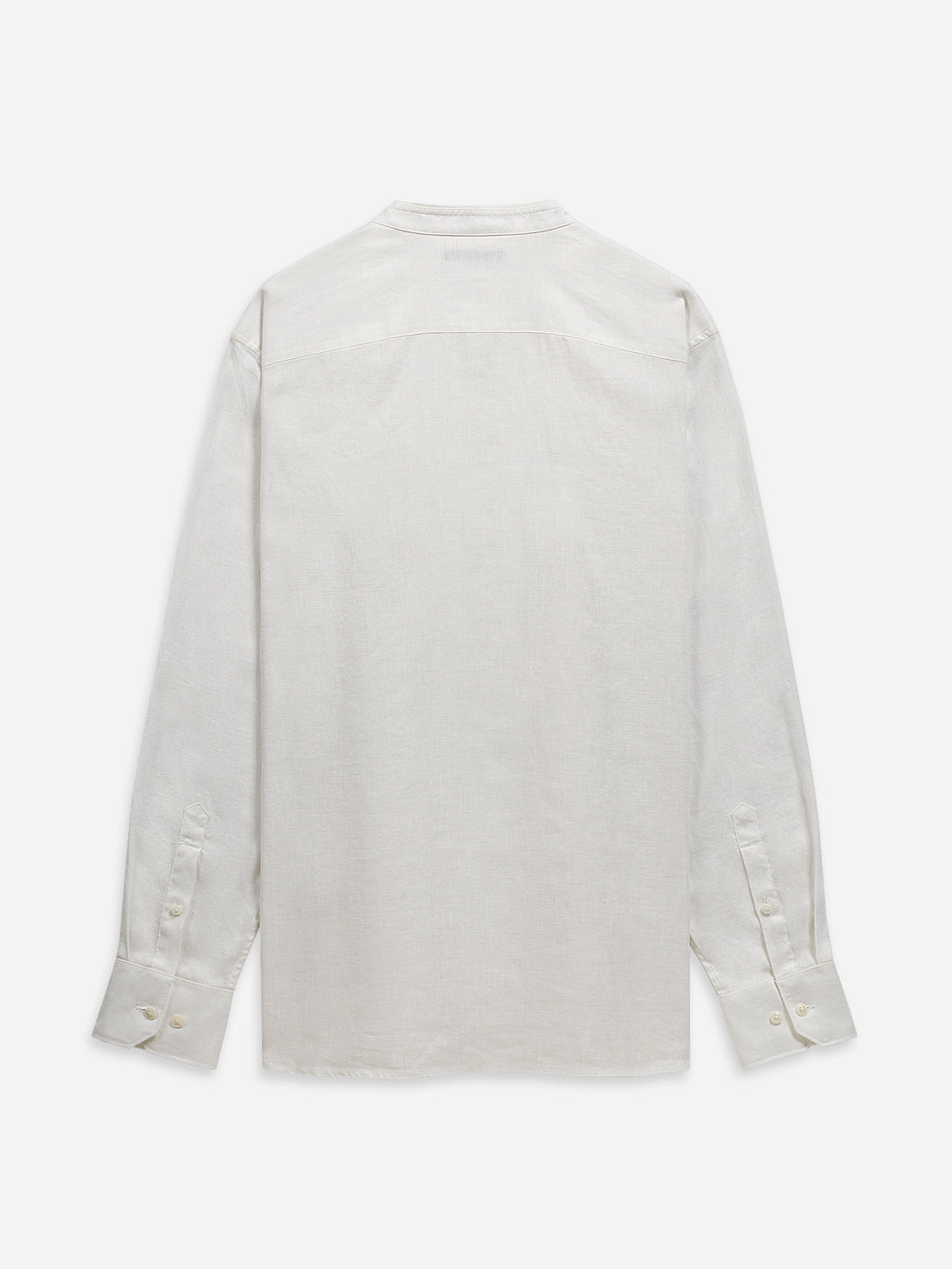 Bright White Aleks Linen Shirt Mens Band Collar Linen Button Up Dress Shirt