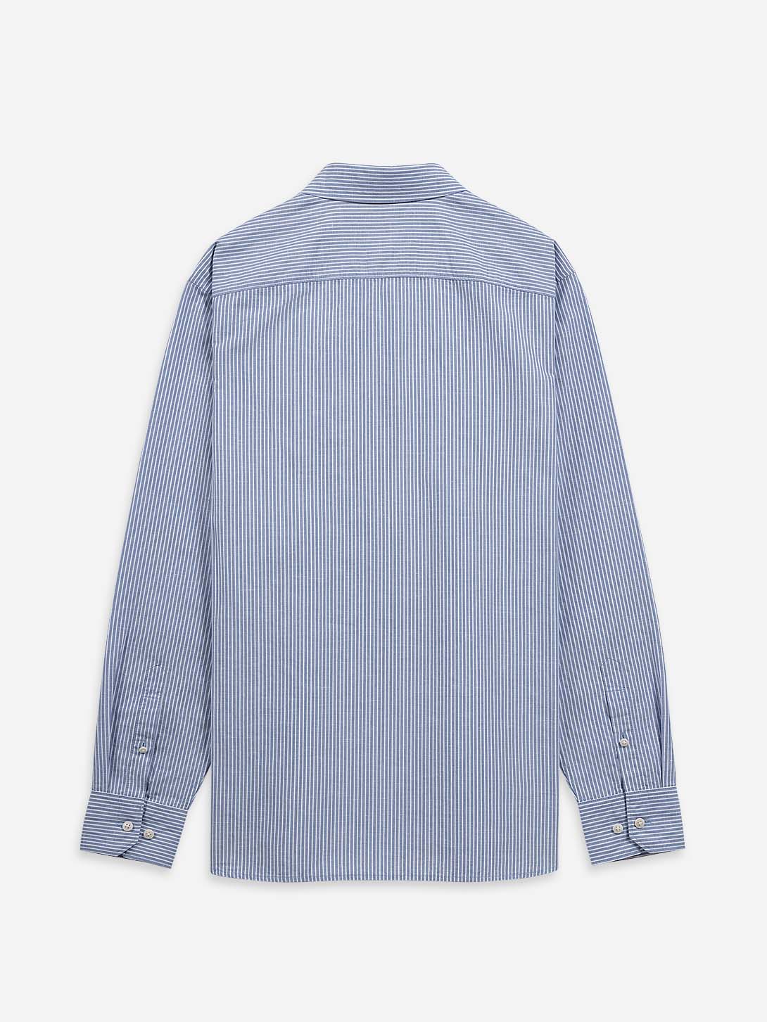 Iron Blue/Bright White Stripe Arik Candy Stripe Shirt Mens Pinstripe Casual Dress Shirt Button Up Collared Shirt Point Collar