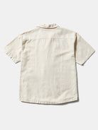 Plain Beige Sunny Day Short Sleeve Mens Edmmond Studio Camp Collar Linen Shirt