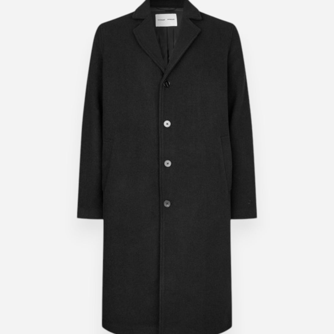 Black Safalco Coat Mens Heavyweight Winter Overcoat Samsoe Samsoe