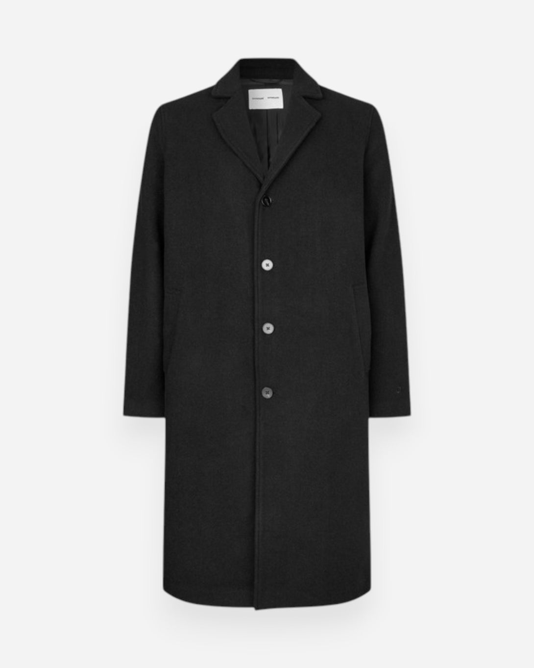Black Safalco Coat Mens Heavyweight Winter Overcoat Samsoe Samsoe