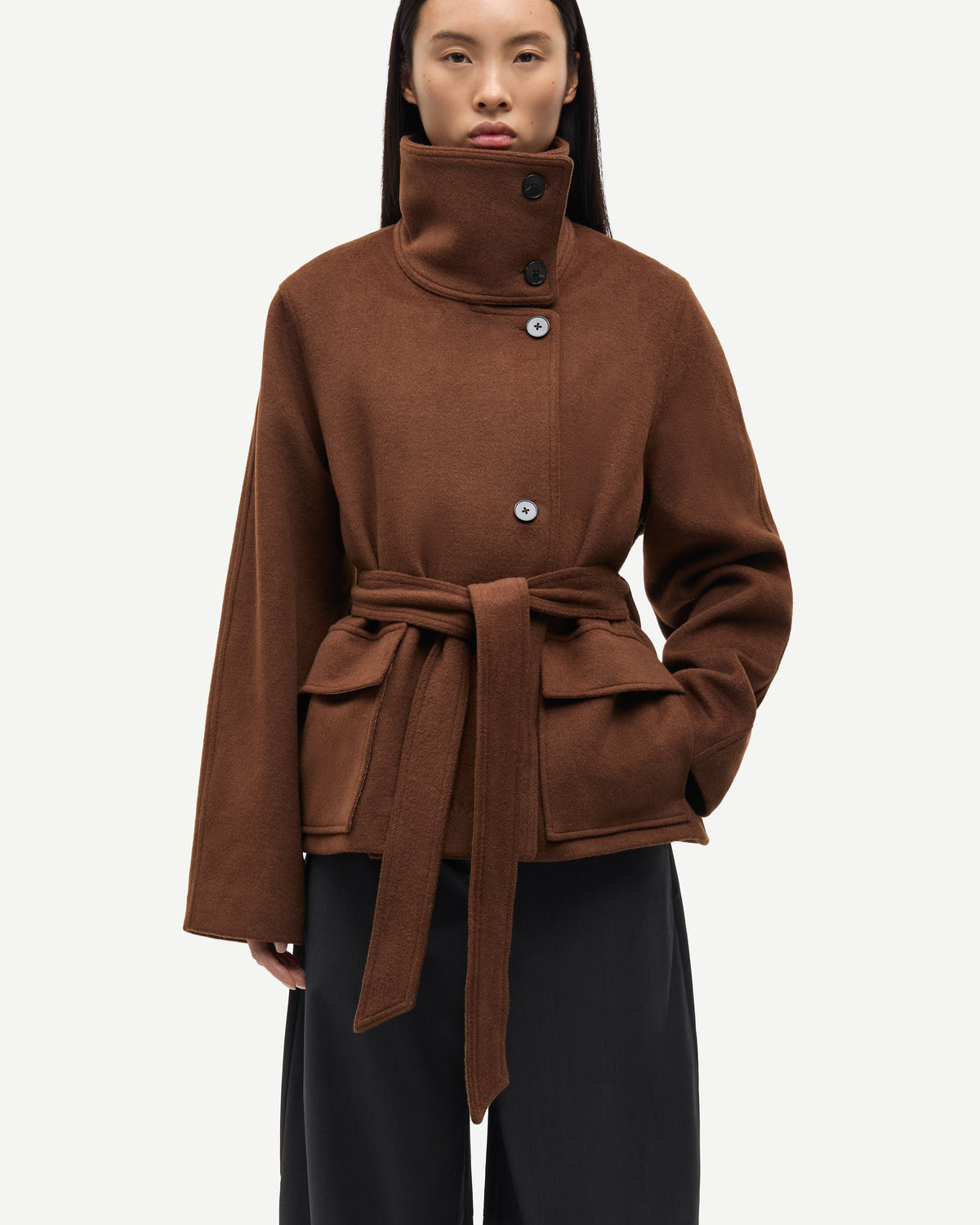 Potting Soil Sagia Jacket Womens Wool Heavy Coat Samsoe Samsoe