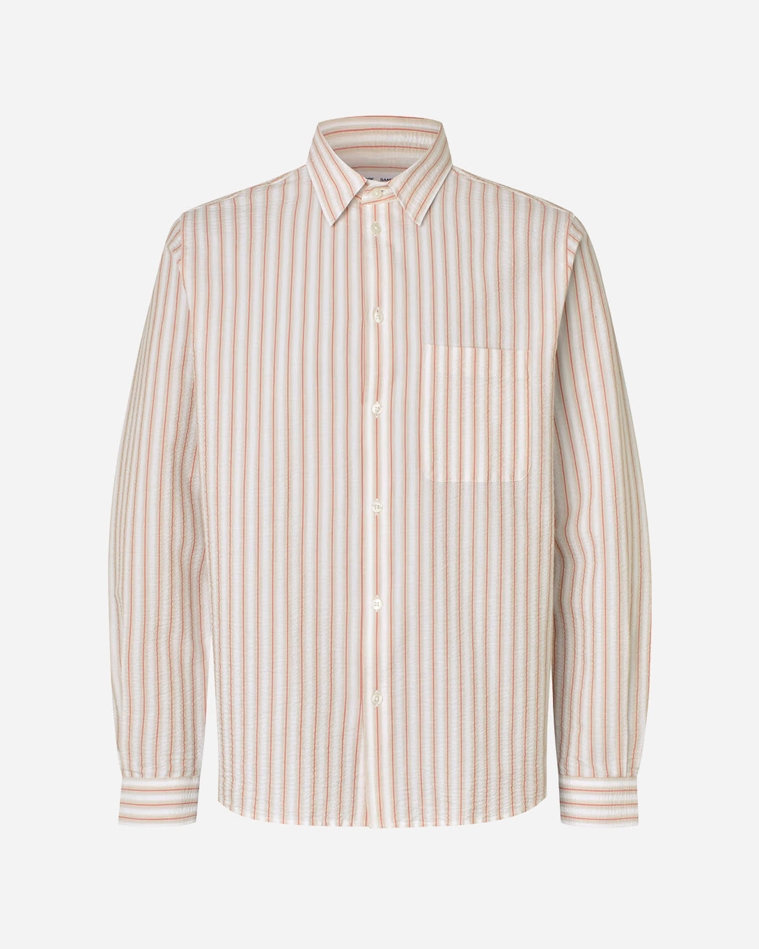 Aurora Red Stripe Saryan J Shirt Mens Button Up Woven Striped Shirt Samsoe Samsoe