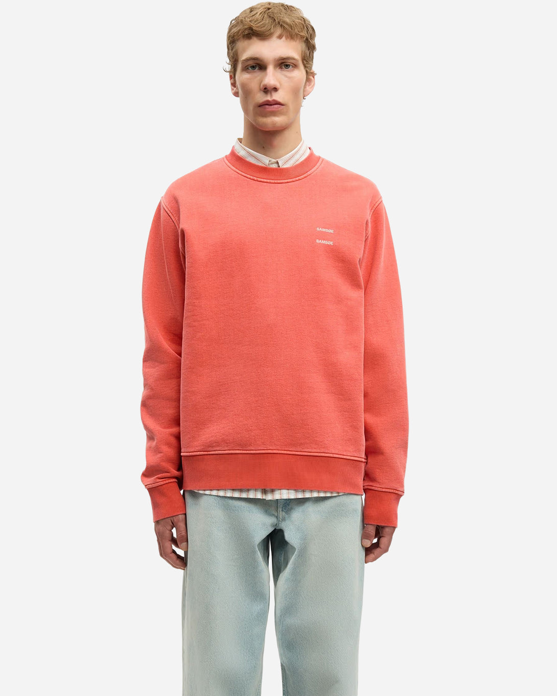 Aurora Red Sajoel Sweatshirt Mens Pullover Crewneck Sweatshirt Samsoe Samsoe