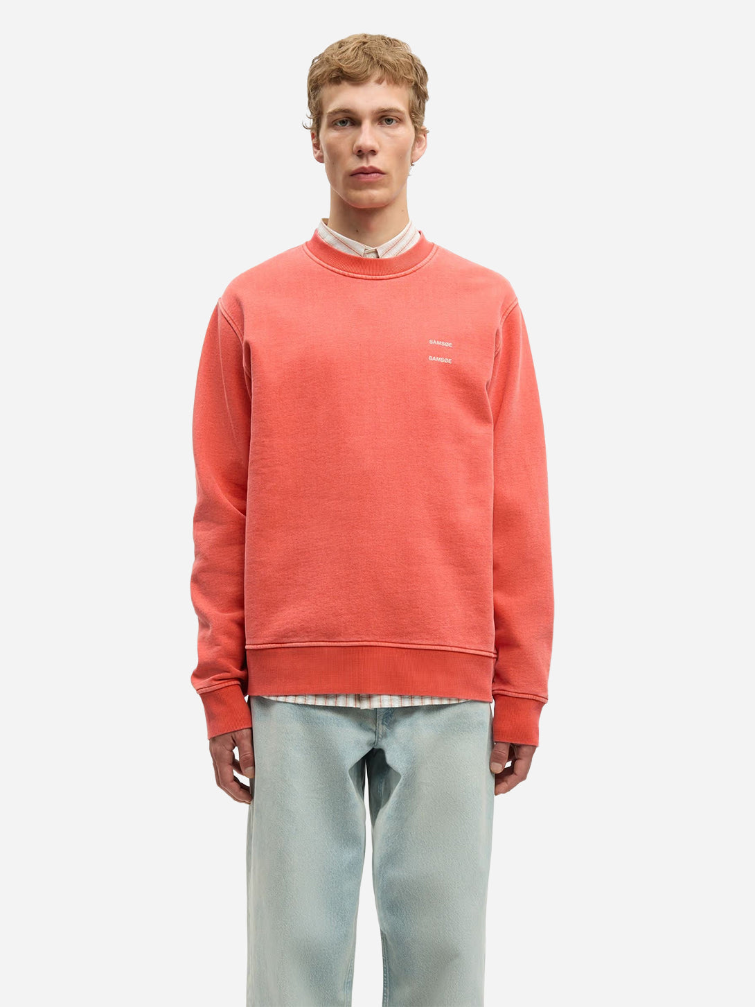 Aurora Red Sajoel Sweatshirt Mens Pullover Crewneck Sweatshirt Samsoe Samsoe