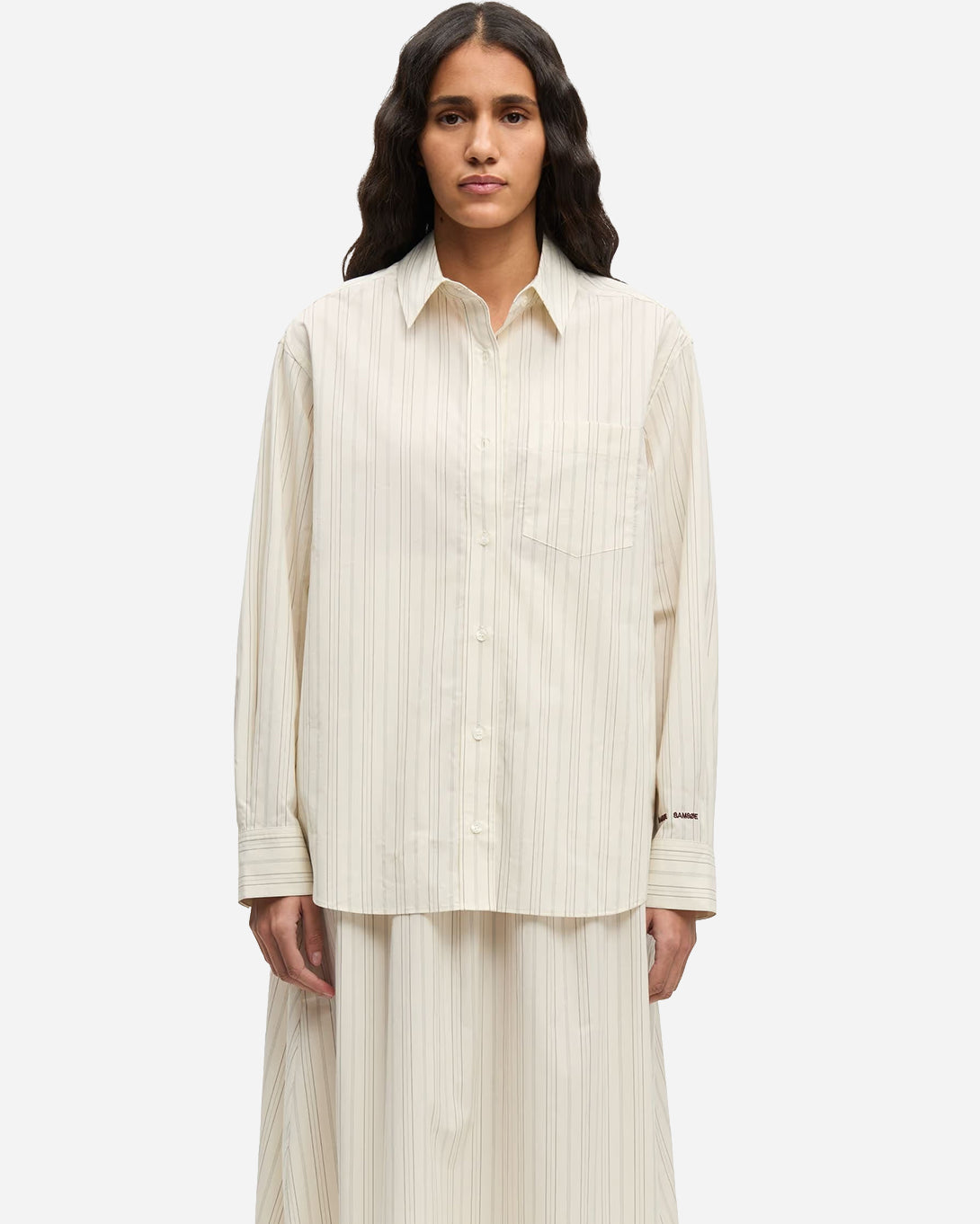 Bone St Salova Pocket Shirt Womens Woven Striped Shirt Button Up Samsoe Samsoe