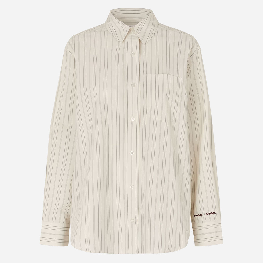 Bone St Salova Pocket Shirt Womens Woven Striped Shirt Button Up Samsoe Samsoe
