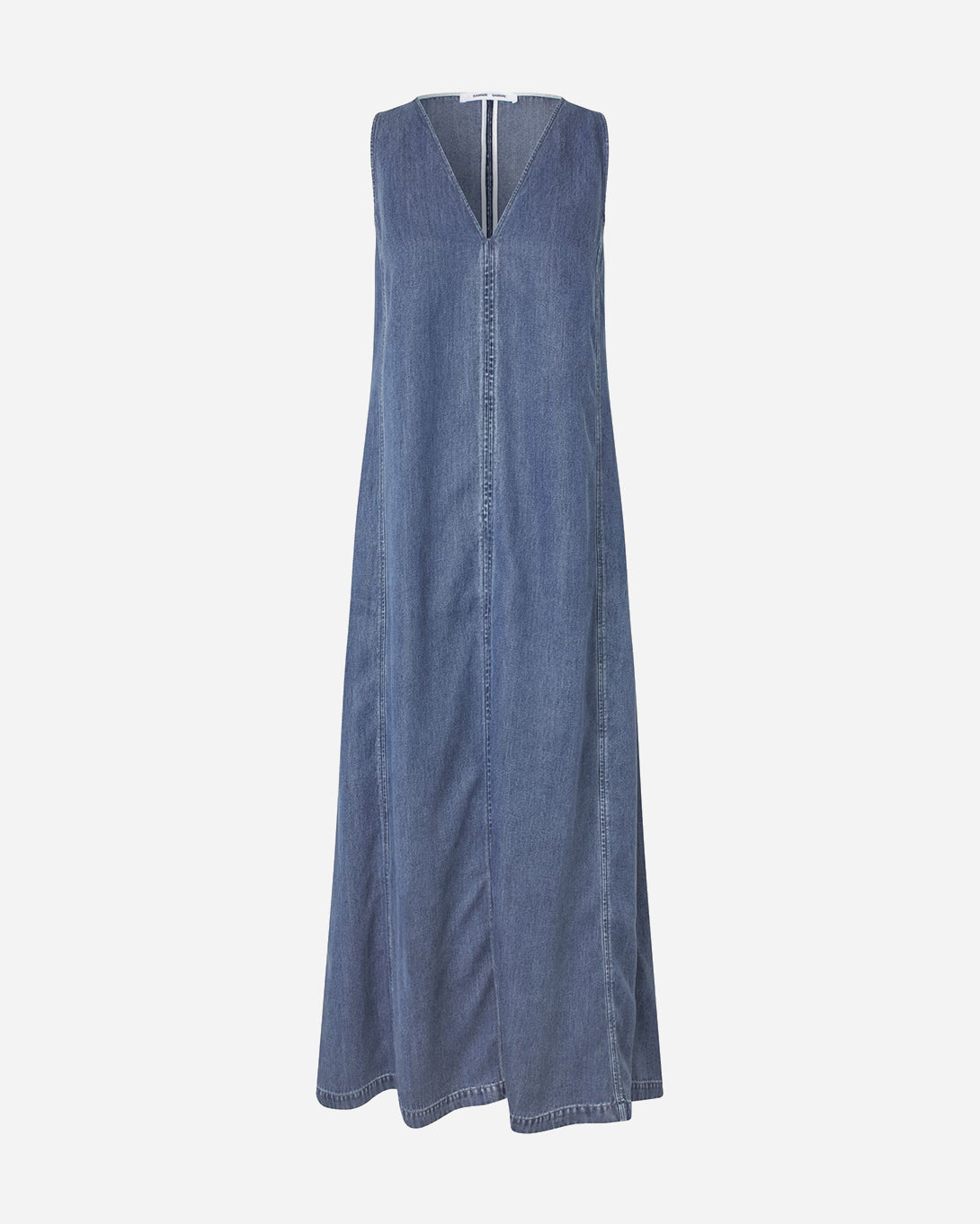 Medium Denim Blue Saskylar Dress Womens Lyocell Tencel Long Dress Samsoe Samsoe Clothing