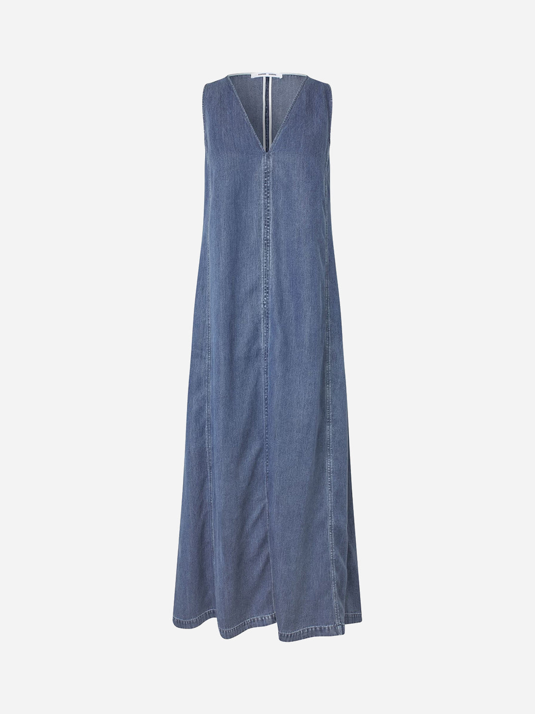 Medium Denim Blue Saskylar Dress Womens Lyocell Tencel Long Dress Samsoe Samsoe Clothing